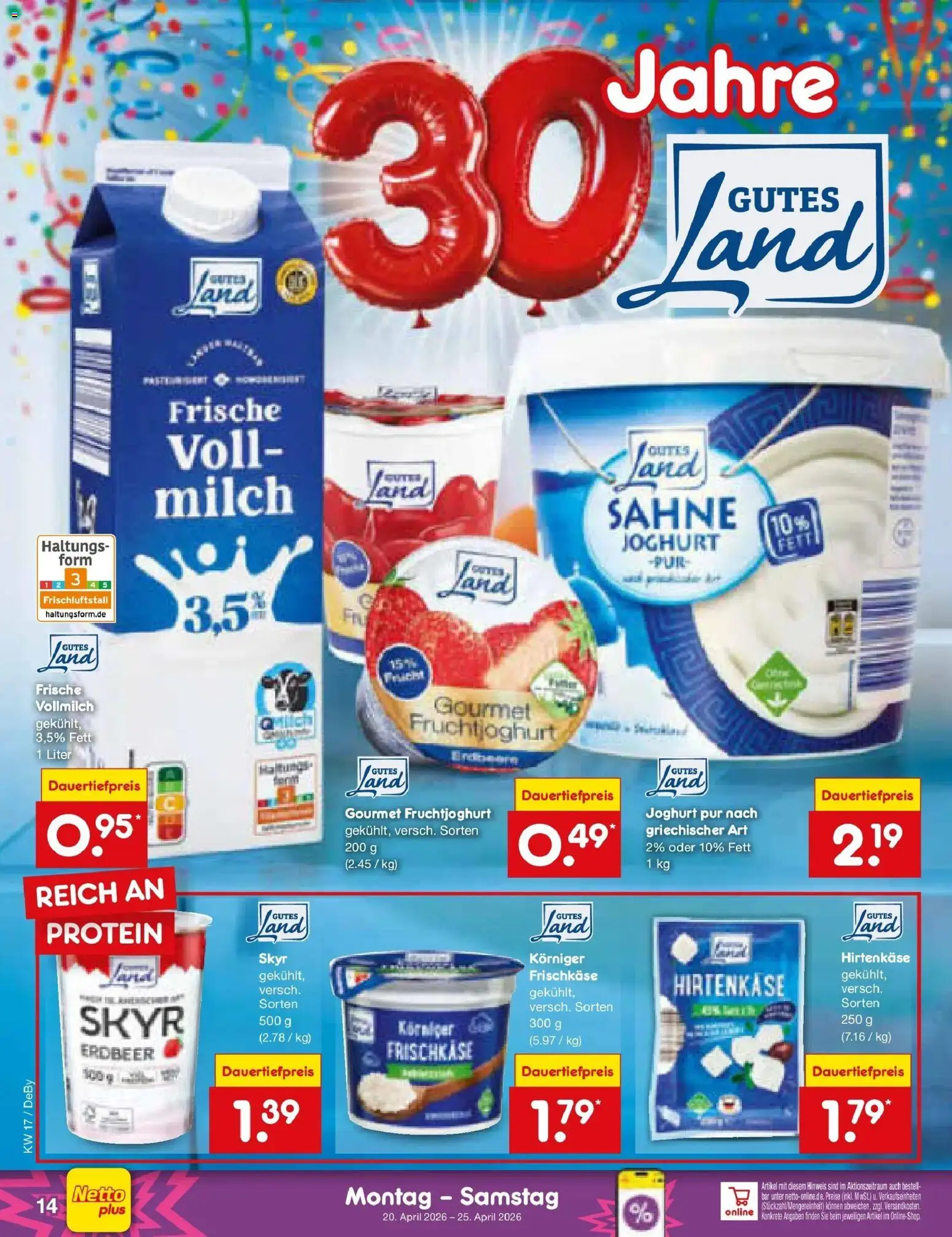Netto Marken-Discount Prospekt Buttenwiesen	 – gültig ab 20.04.2026 | Seite: 16 | Produkte: Joghurt, Skyr, Sahne, Frischkase