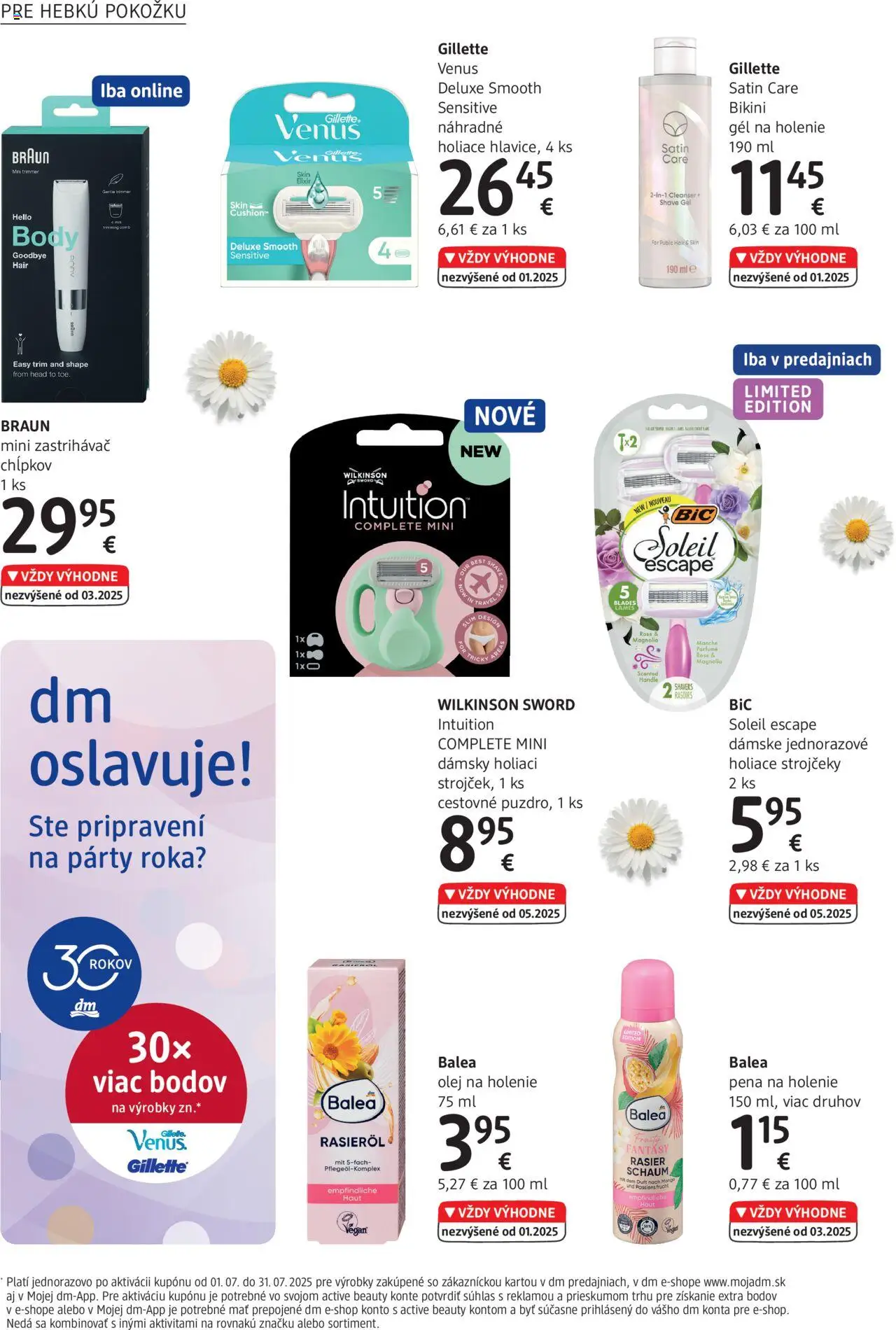 dm drogerie Journal Júl 2025 │ platný od 01.07.2025 | Strana: 14 | Produkty: Zastrihávač chĺpkov, Olej, Pena na holenie