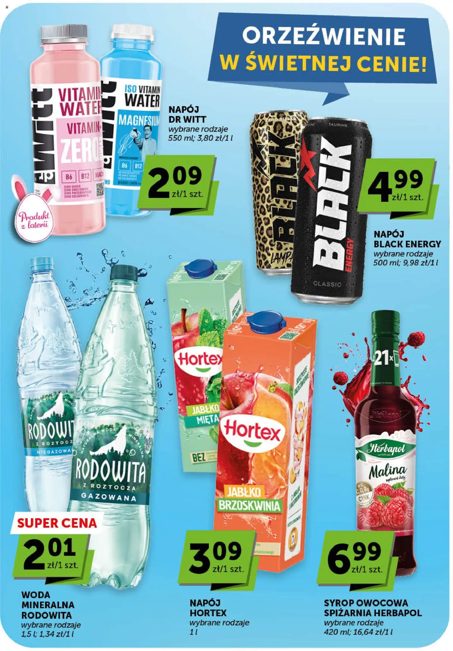 Groszek gazetka od 09.04.2026 | Strona: 28 | Produkty: Brzoskwinia, Syrop, Malina, Woda