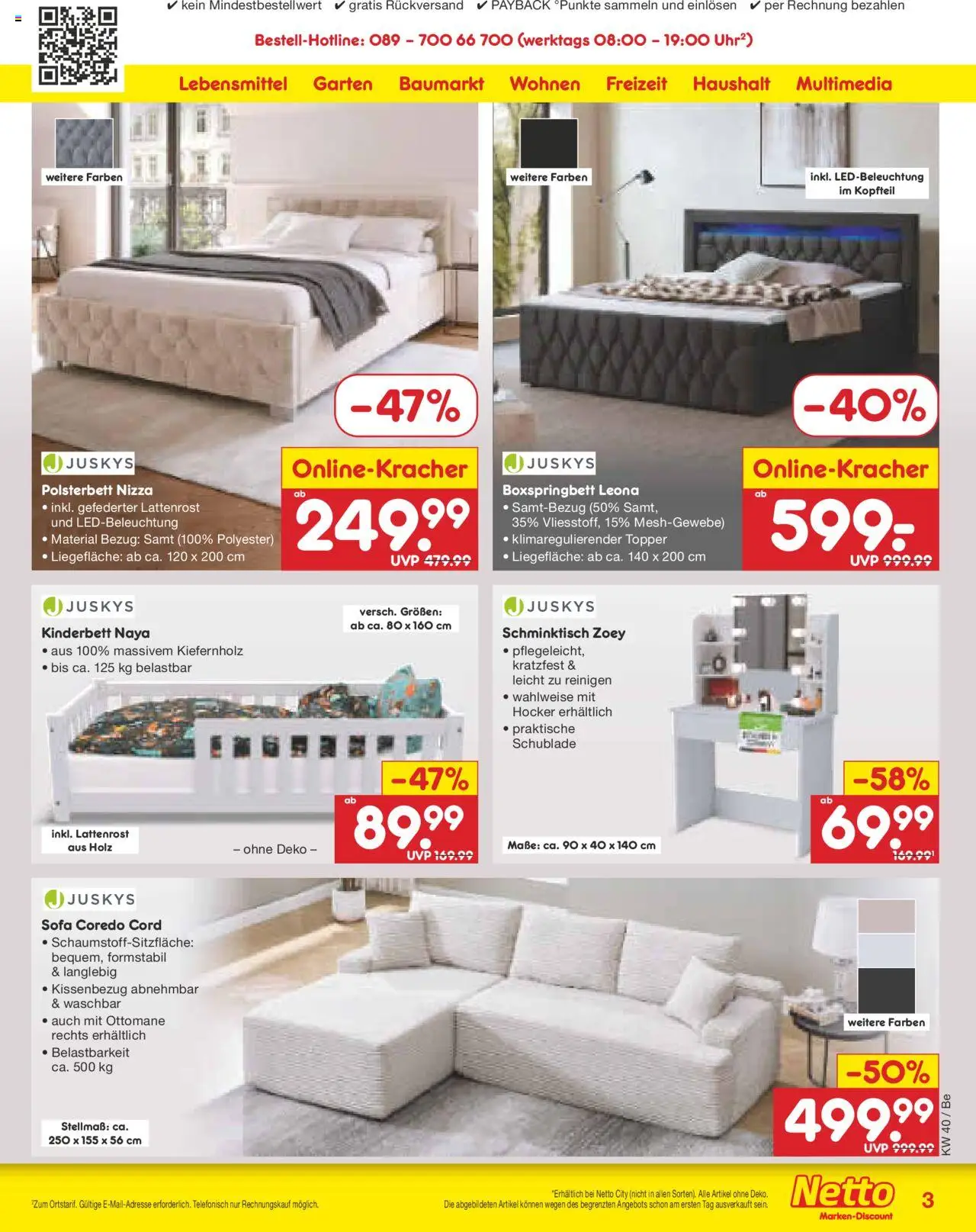 Netto Marken-Discount Prospekt 	 – gültig ab 29.09.2025 | Seite: 47 | Produkte: Lattenrost, Boxspringbett, Polsterbett, Schminktisch