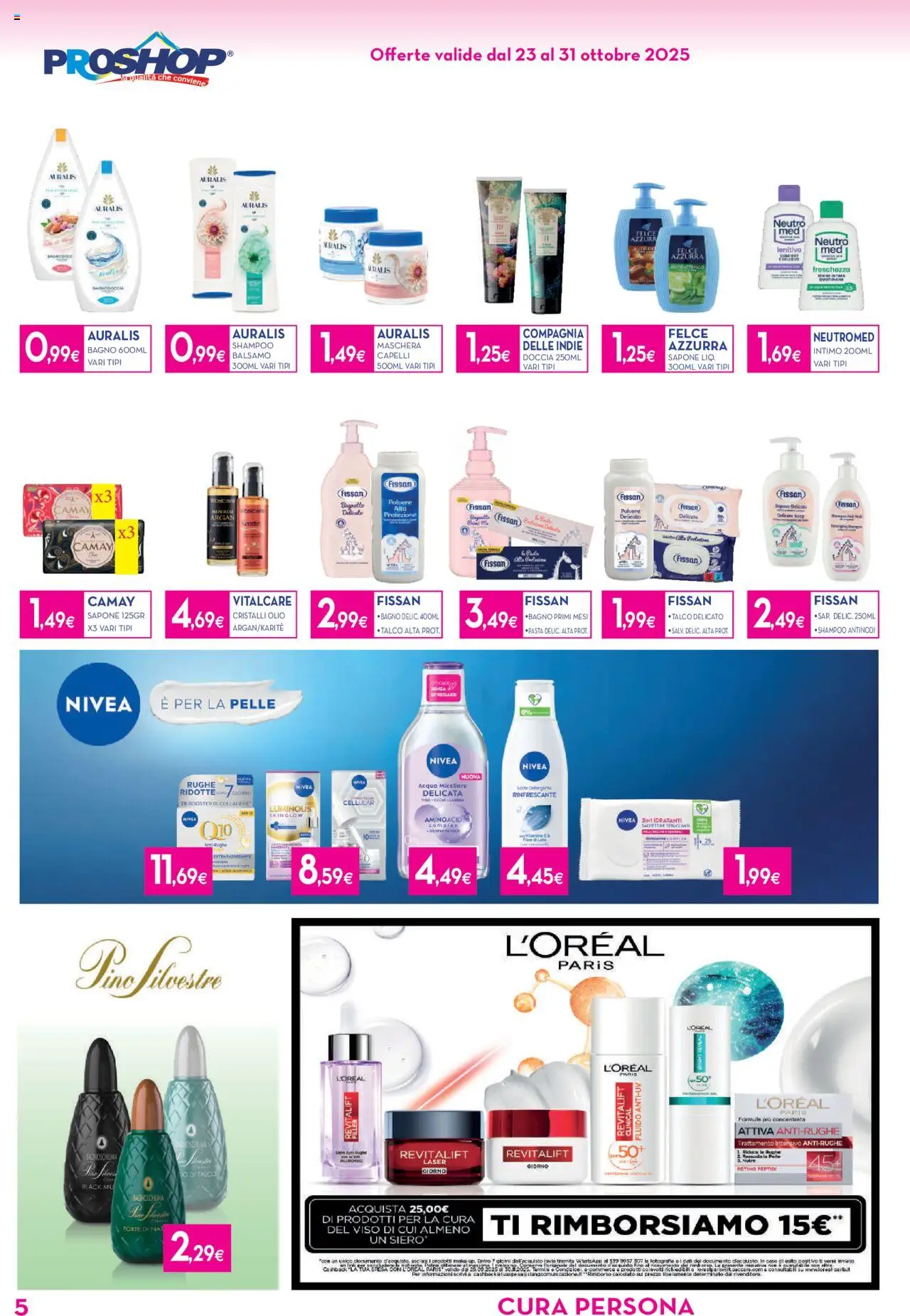 Volantino Proshop del 23.10.2025 | Pagina: 6 | Prodotti: Shampoo, Maschera, Talco, Acqua