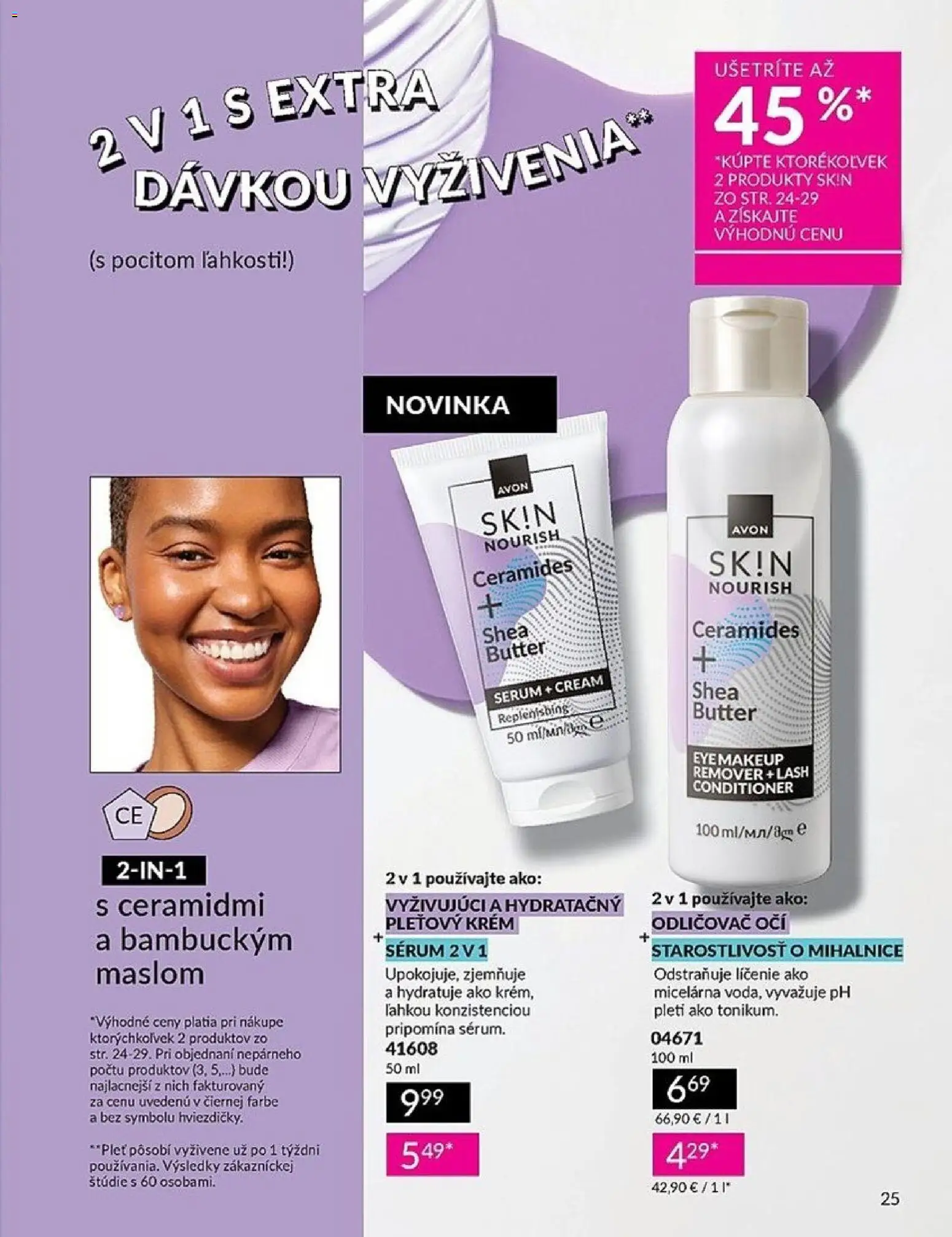 Nové Avon akcie – leták je platný od 01.01.2026 | Strana: 25 | Produkty: Odličovač, Odličovač očí, Krém