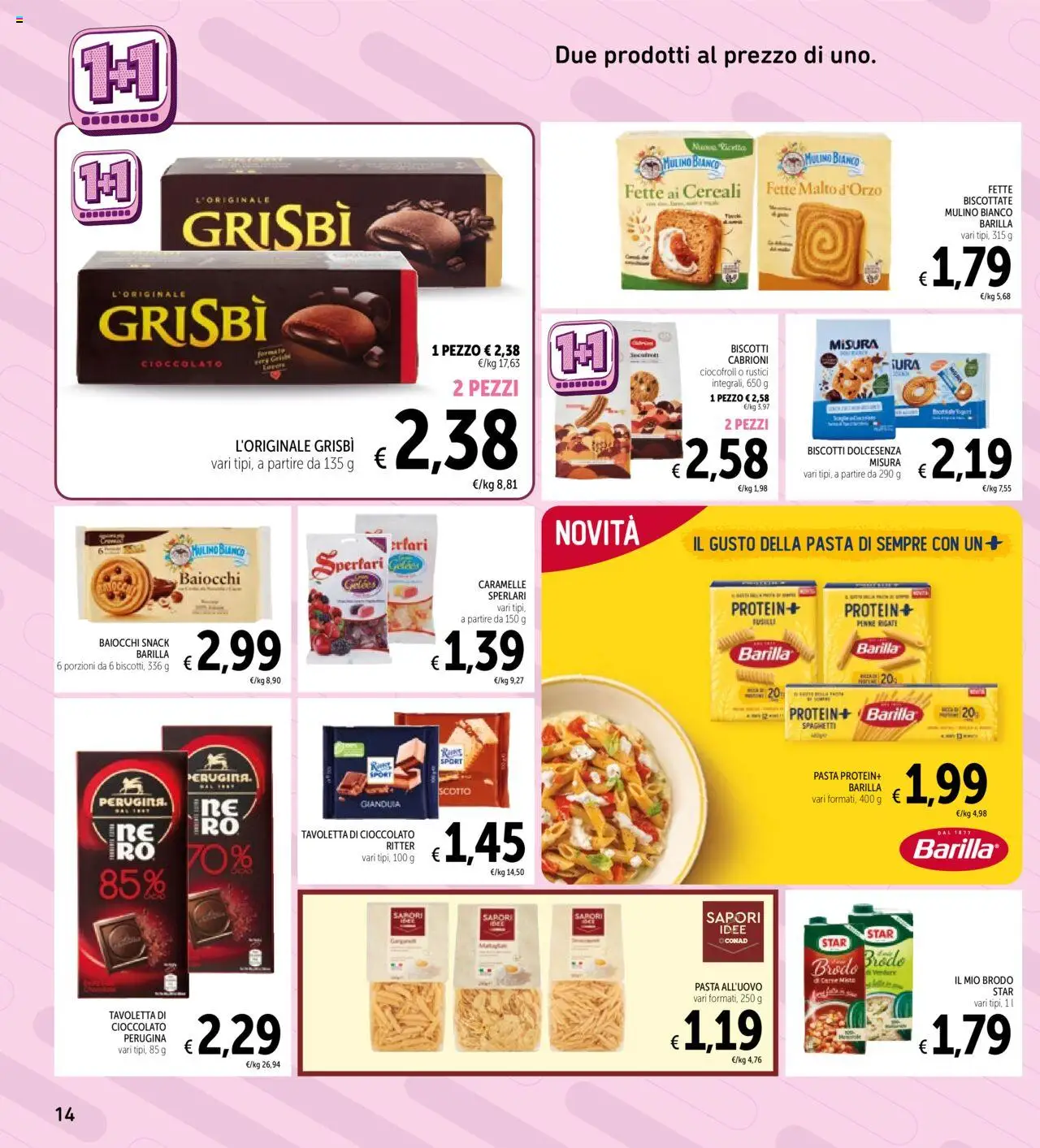 Volantino Spazio Conad del 15.09.2025 | Pagina: 14 | Prodotti: Caramelle, Cereali, Verdure, Pasta