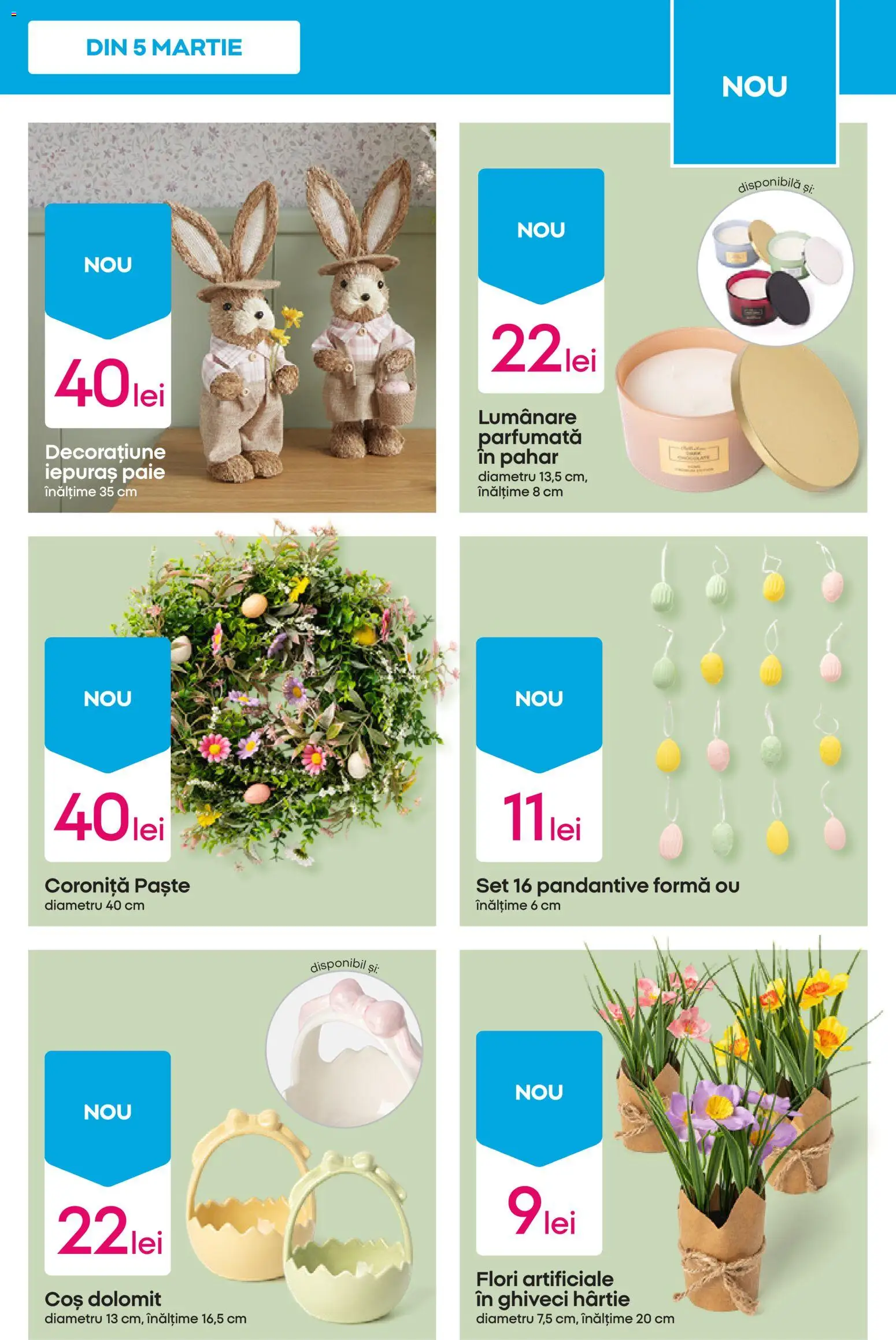 Noul catalog Pepco – valabil de la 05.03.2026 | Pagină: 9 | Produse: Coș, Ghiveci, Lumânare, Paste