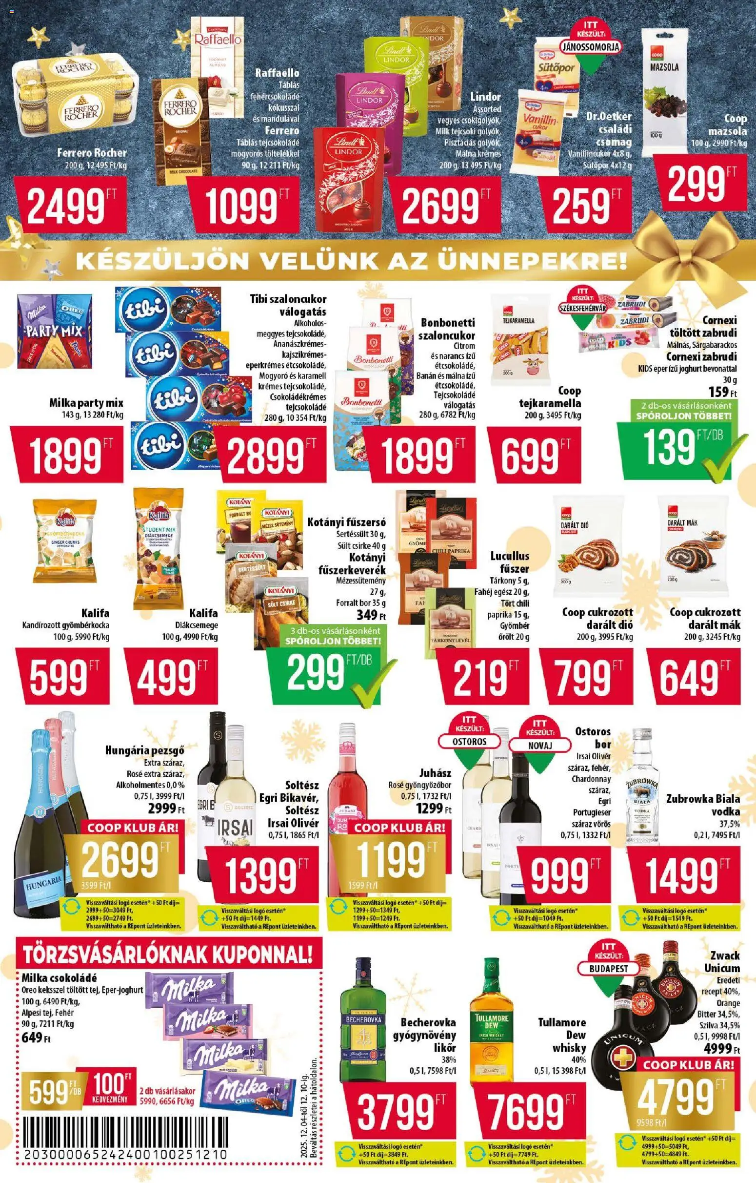 COOP akciós ujság - amely érvényes a következő dátumtól: 04.12.2025 | Oldal: 7 | Termékek: Szaloncukor, Bor, Tejkaramella, Mák