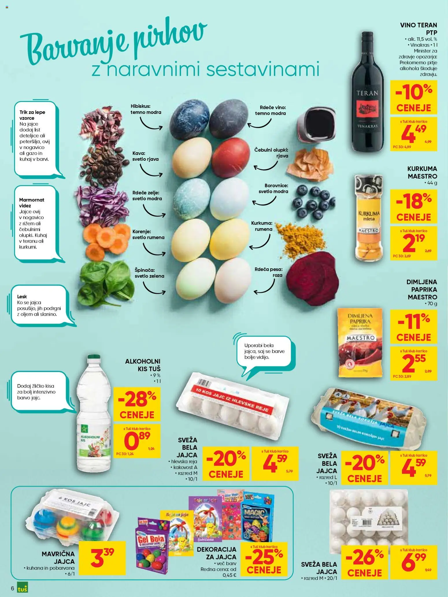 Novi Tuš katalog ponudbe – veljaven od 25.03.2026 | Stran: 6 | Izdelki: Kos, Kava, Borovnice, Zelena