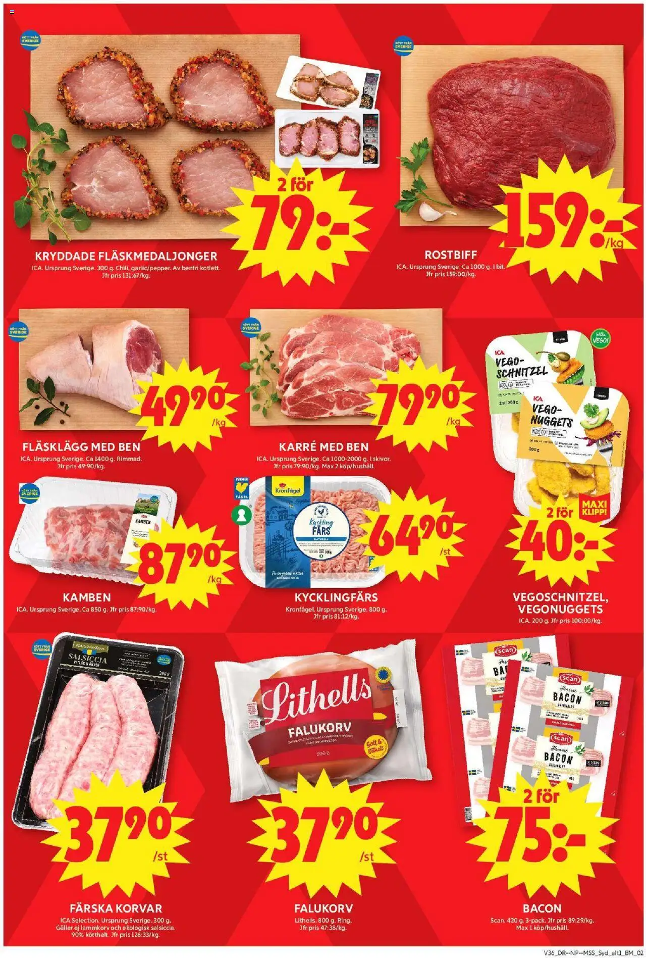 ICA Maxi reklamblad aktuell från 01.09.2025 | Sida: 2 | Produkter: Bacon, Galler, Falukorv