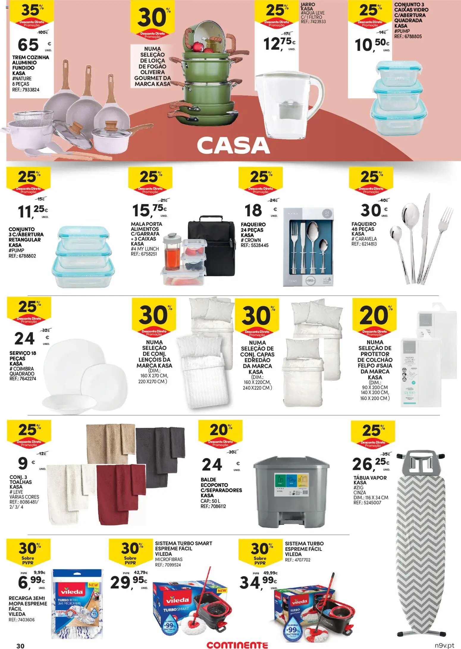 Continente - Açores │ válido de 19.02.2026 | Página: 30 | Produtos: Tábua, Protetor de colchão, Lençóis, Balde