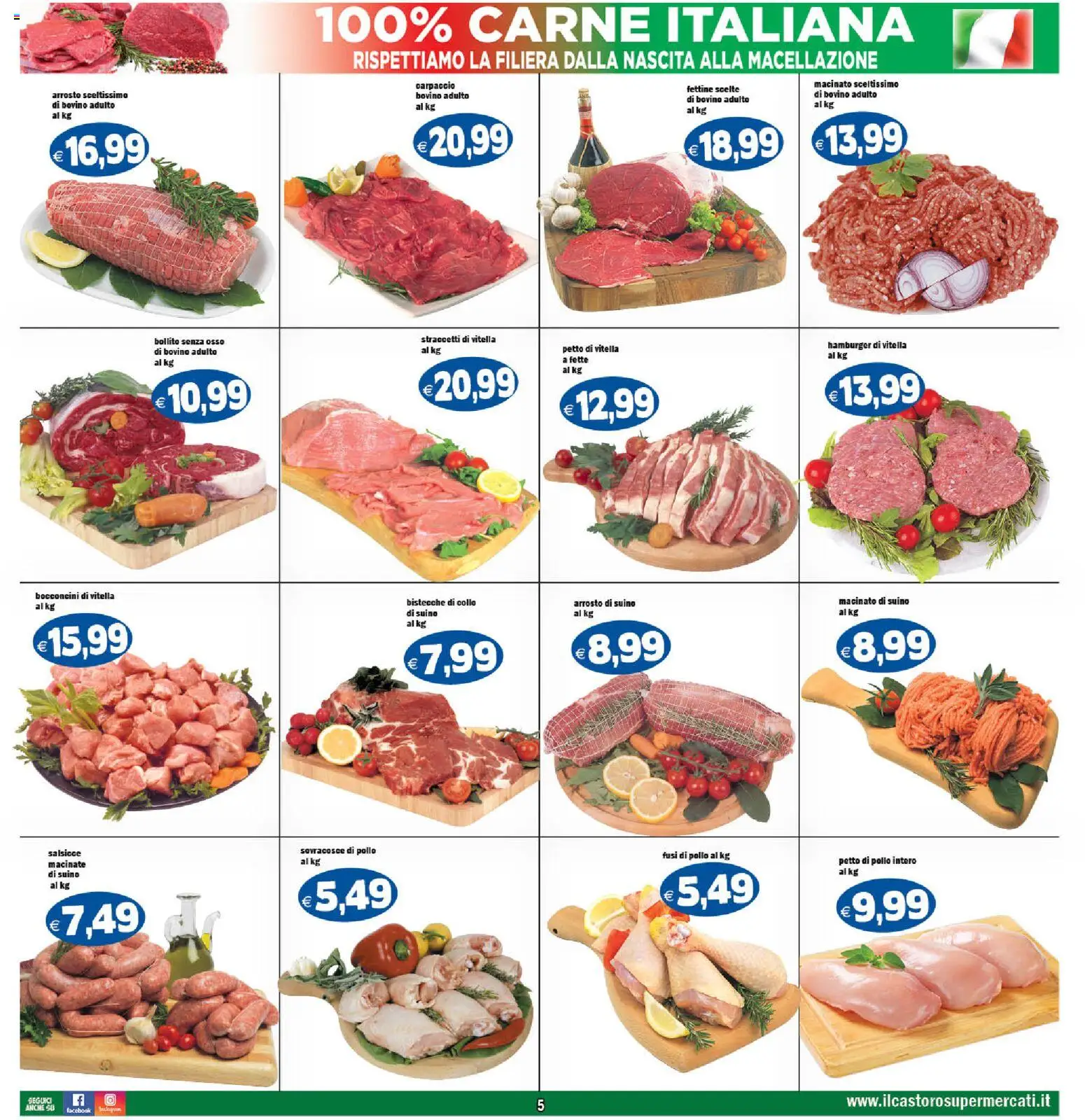 Volantino Il Castoro del 16.12.2025 | Pagina: 5 | Prodotti: Bovino, Arrosto, Suino, Hamburger