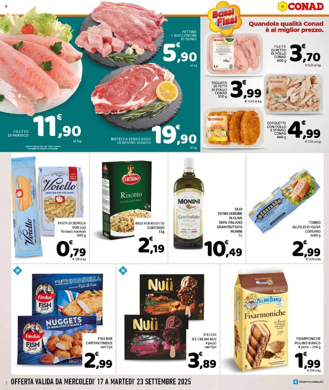 Volantino Conad del 17.09.2025 | Pagina: 2 | Prodotti: Pollo, Merluzzo, Spinaci, Tonno