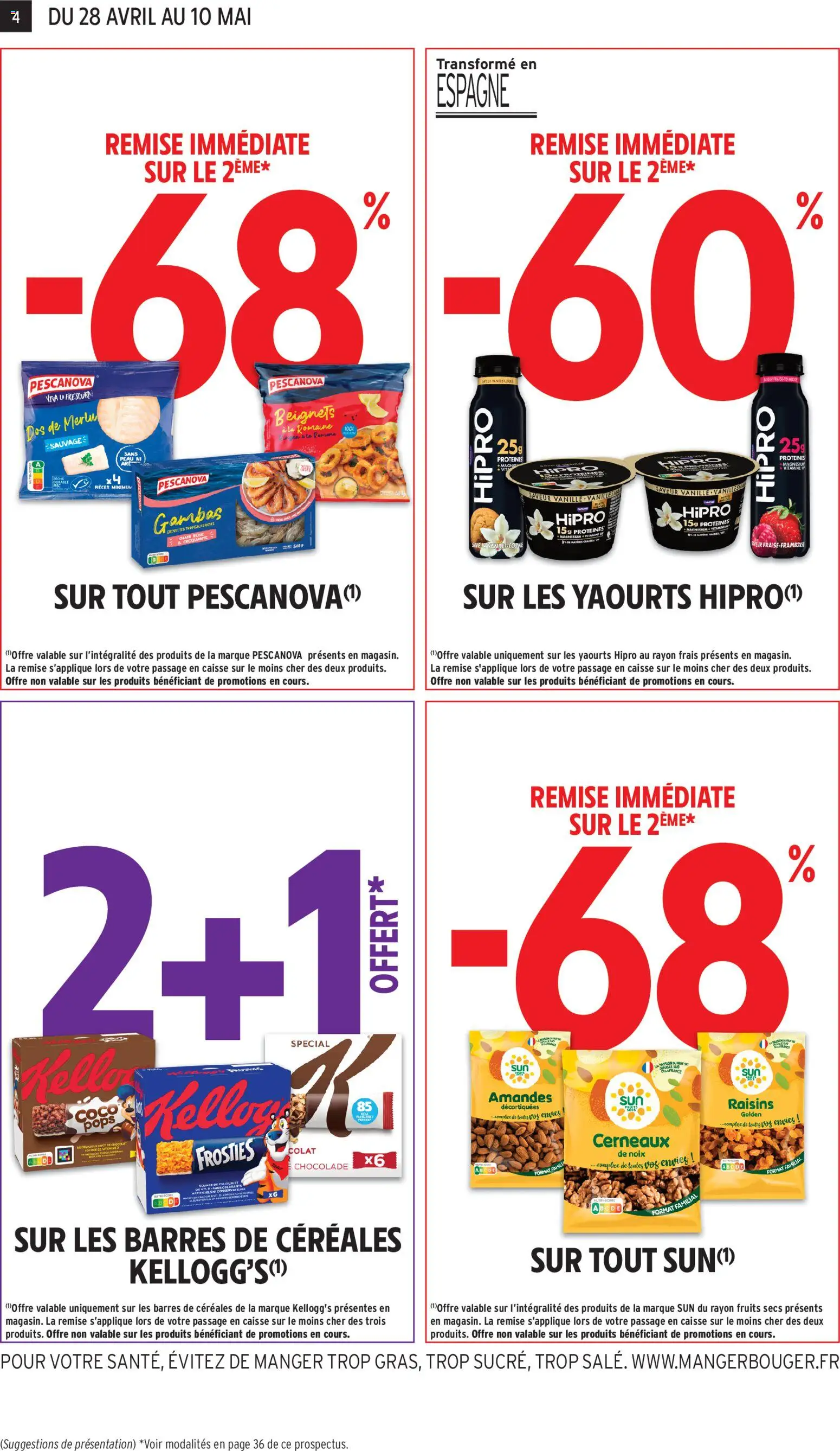 {H1} | Page: 4 | Produits: Crevettes, Chocolat, Céréales, Noix