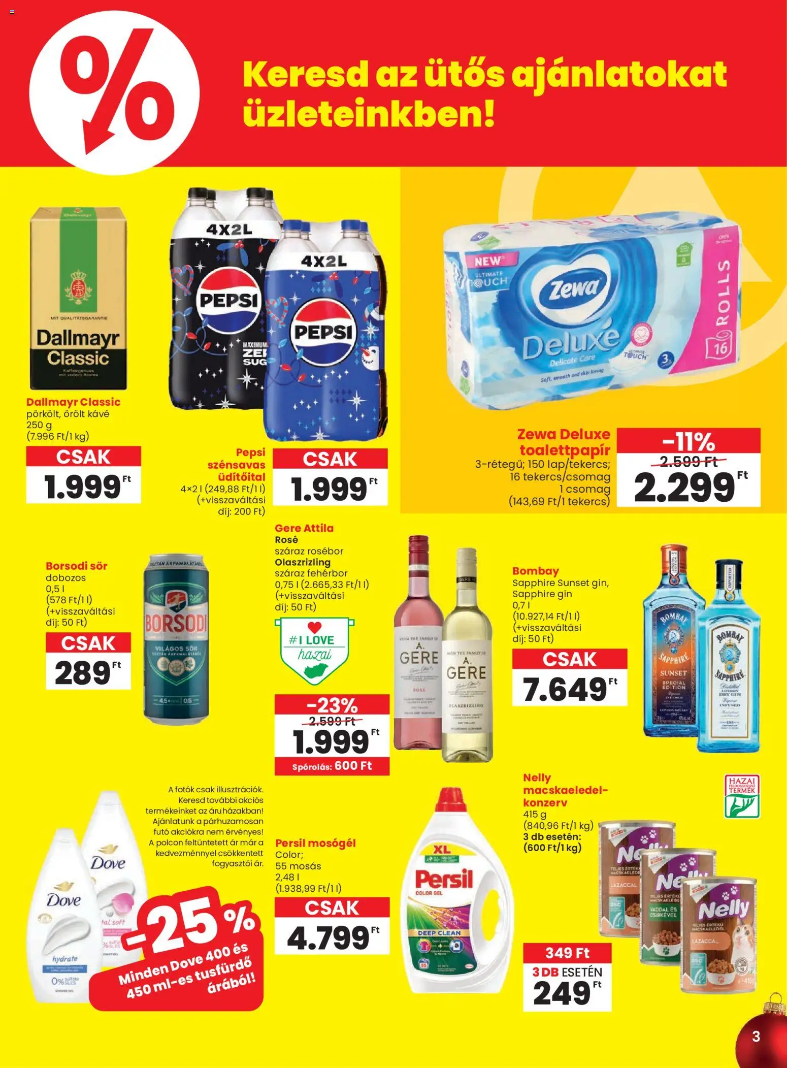 Spar akciós ujság - amely érvényes a következő dátumtól: 18.12.2025 | Oldal: 3 | Termékek: Persil, Pepsi, Tusfürdő, Gin