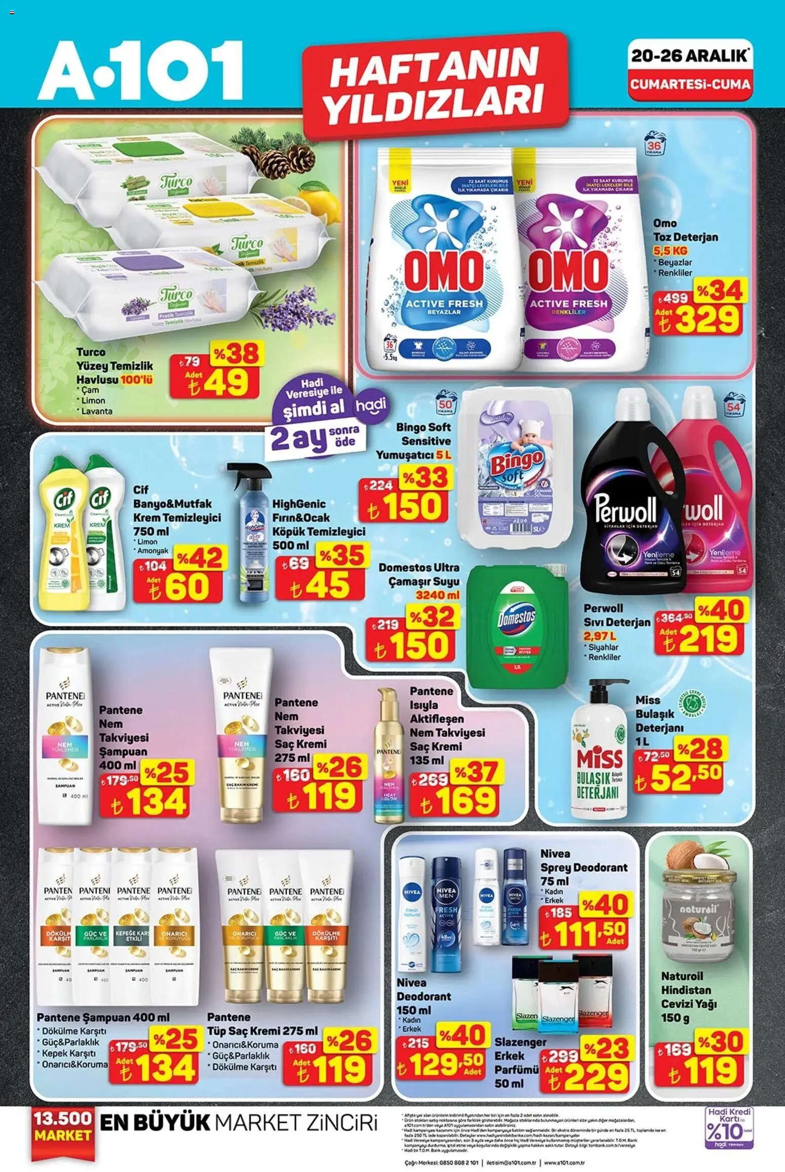 A101 Katalog - 20.12.2025 tarihinden itibaren geçerlidir | Sayfa: 2 | Ürünler: Saç Kremi, Deterjan, Limon, Saat