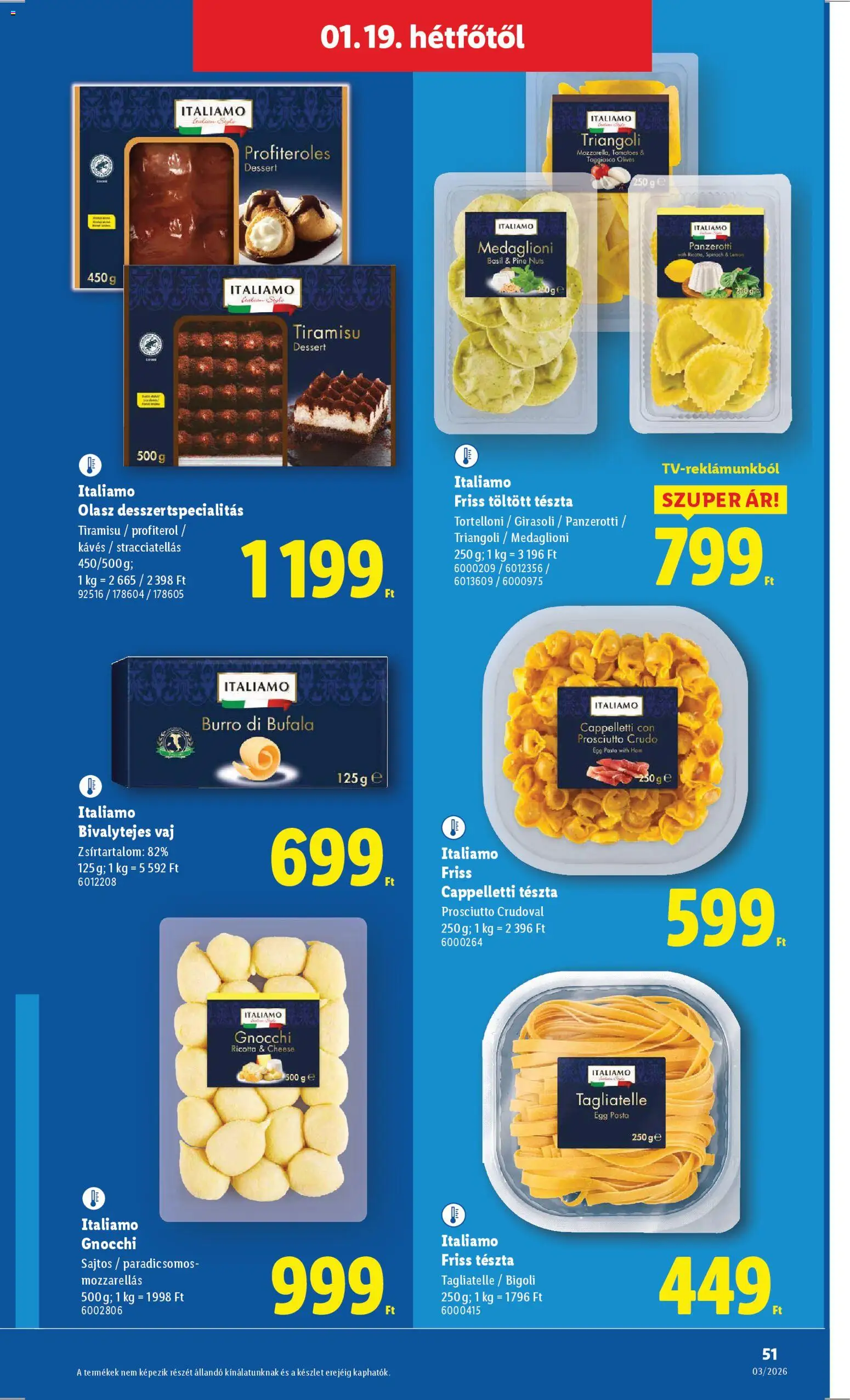 Lidl akciós ujság - amely érvényes a következő dátumtól: 15.01.2026 | Oldal: 51 | Termékek: Profiteroles, Vaj, Tészta, Gnocchi