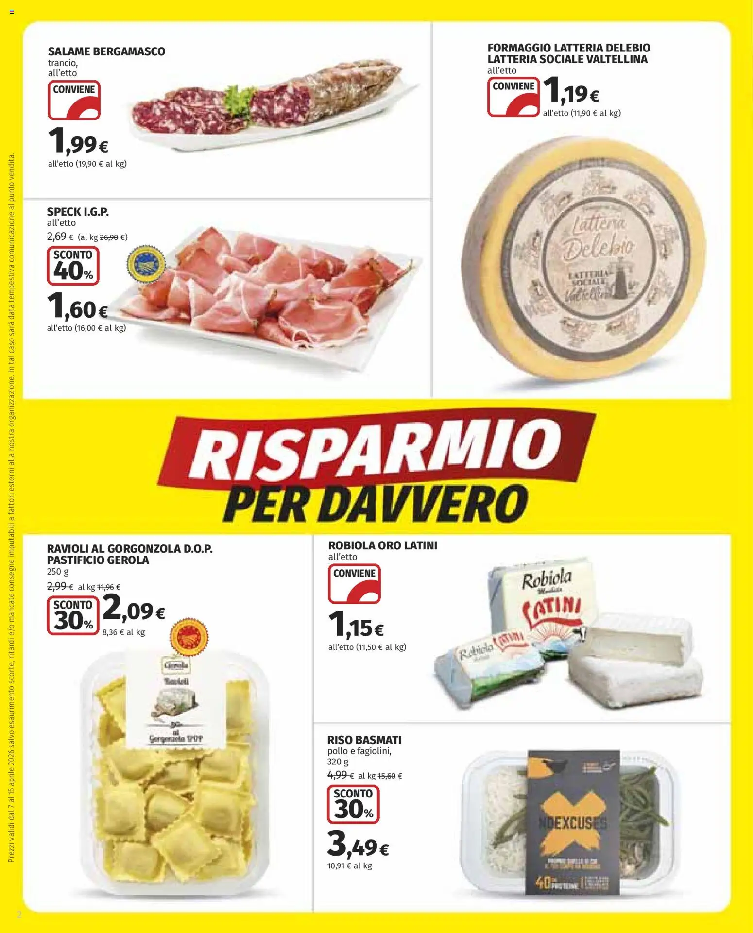 Volantino COOP del 07.04.2026 | Pagina: 2 | Prodotti: Speck, Pollo, Ravioli, Robiola