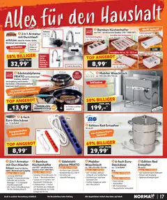 Norma Bestellmagazin September 2025 – gültig ab 01.09.2025 | Seite: 17 | Produkte: Kabel, Top, Entsafter, Waschtisch
