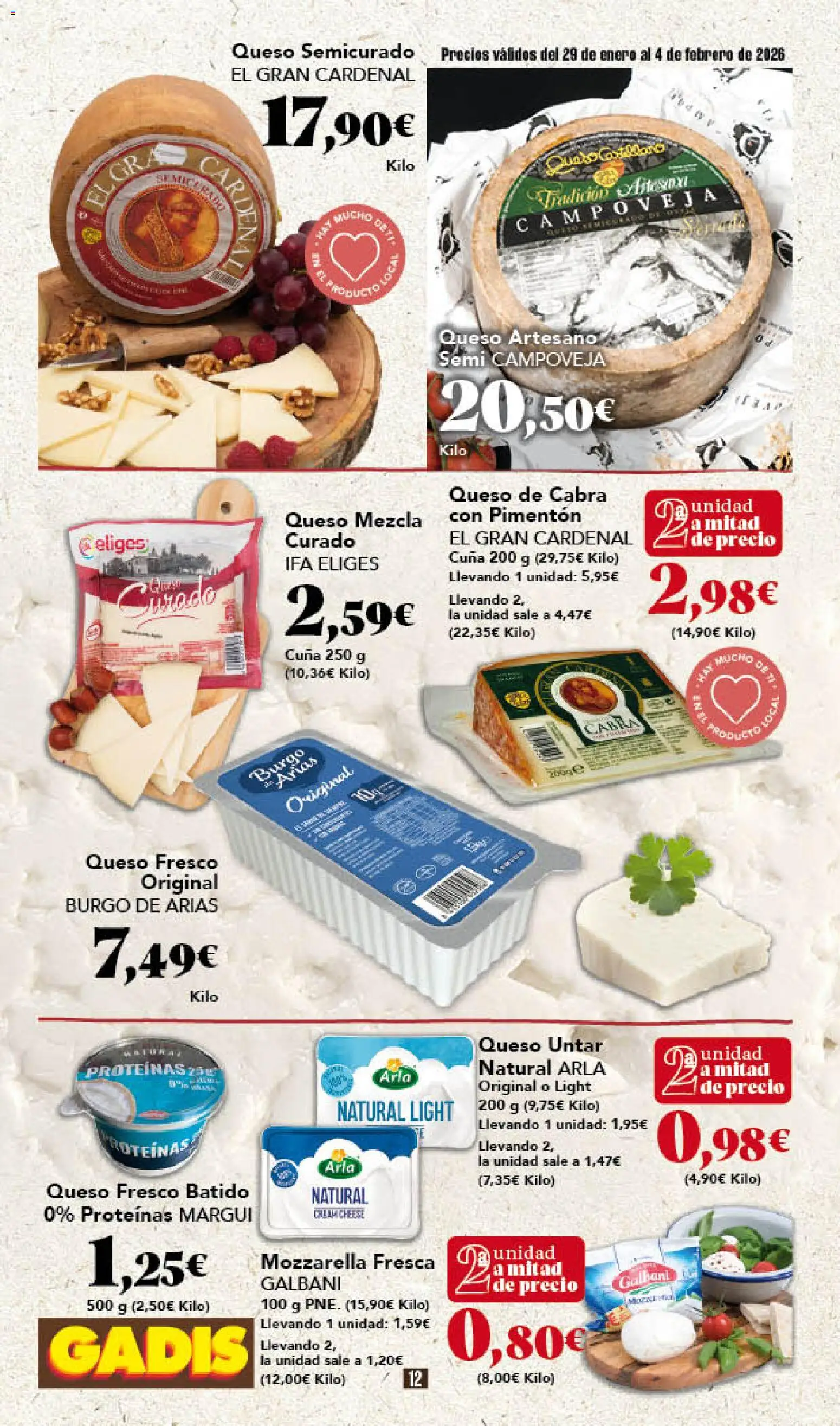 Gadis - folleto │ válido desde el 29.01.2026 | Página: 12 | Productos: Queso, Queso fresco, Cuna