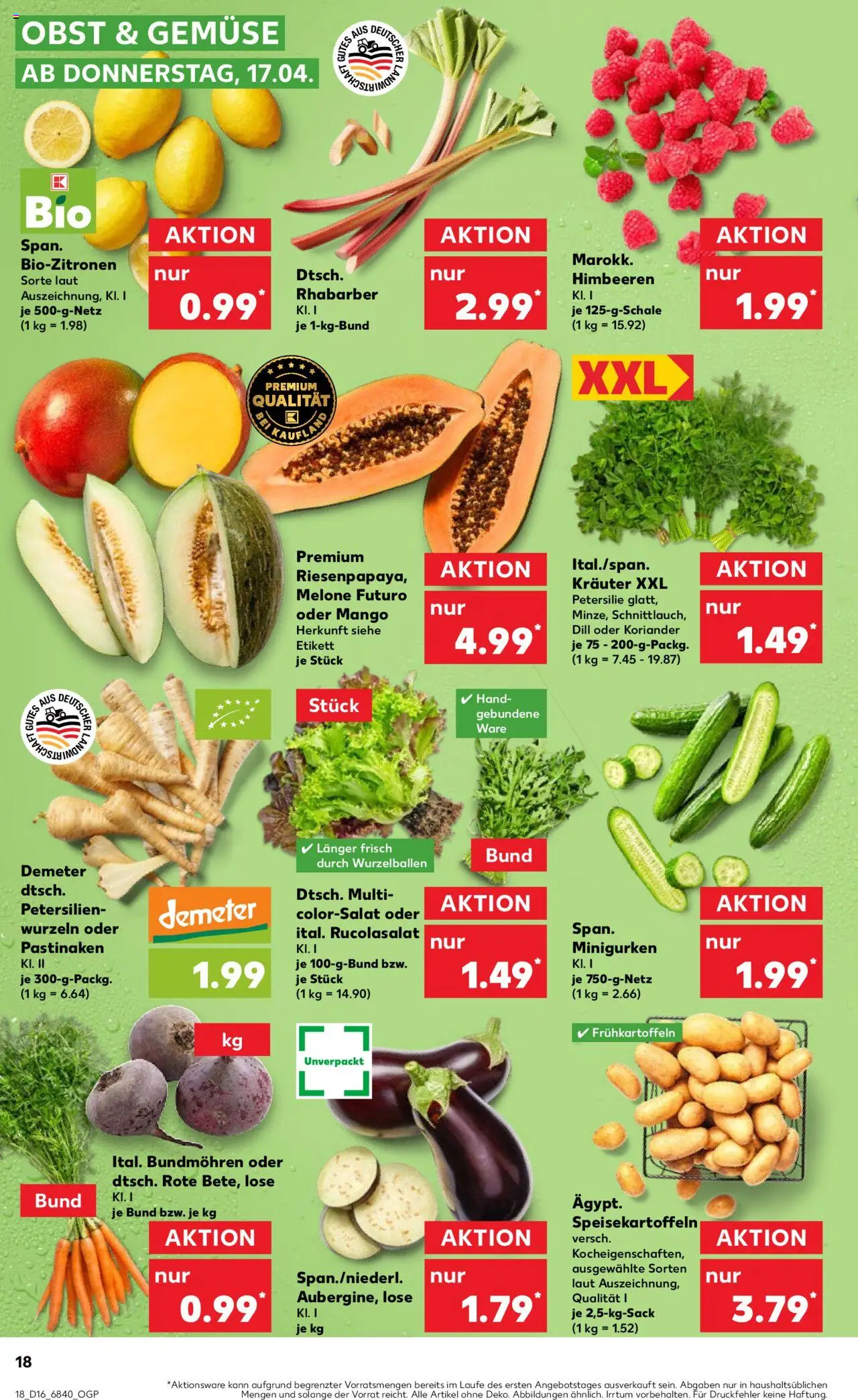 Kaufland - Hamburg, Bergedorfer Straße 106 - gültig ab dem 17.04.2025 | Seite: 18 | Produkte: Mango, Melone, Petersilie, Dill