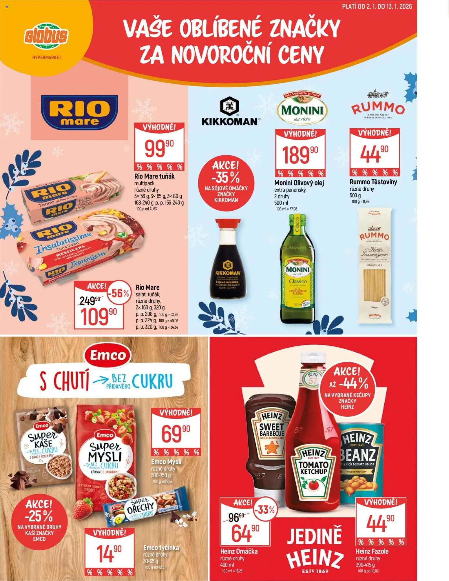Globus leták - Praha Černý Most od 02.01.2026 | Strana: 2 | Produkty: Emco Mysli, Olivový olej, Olej, Ořechy