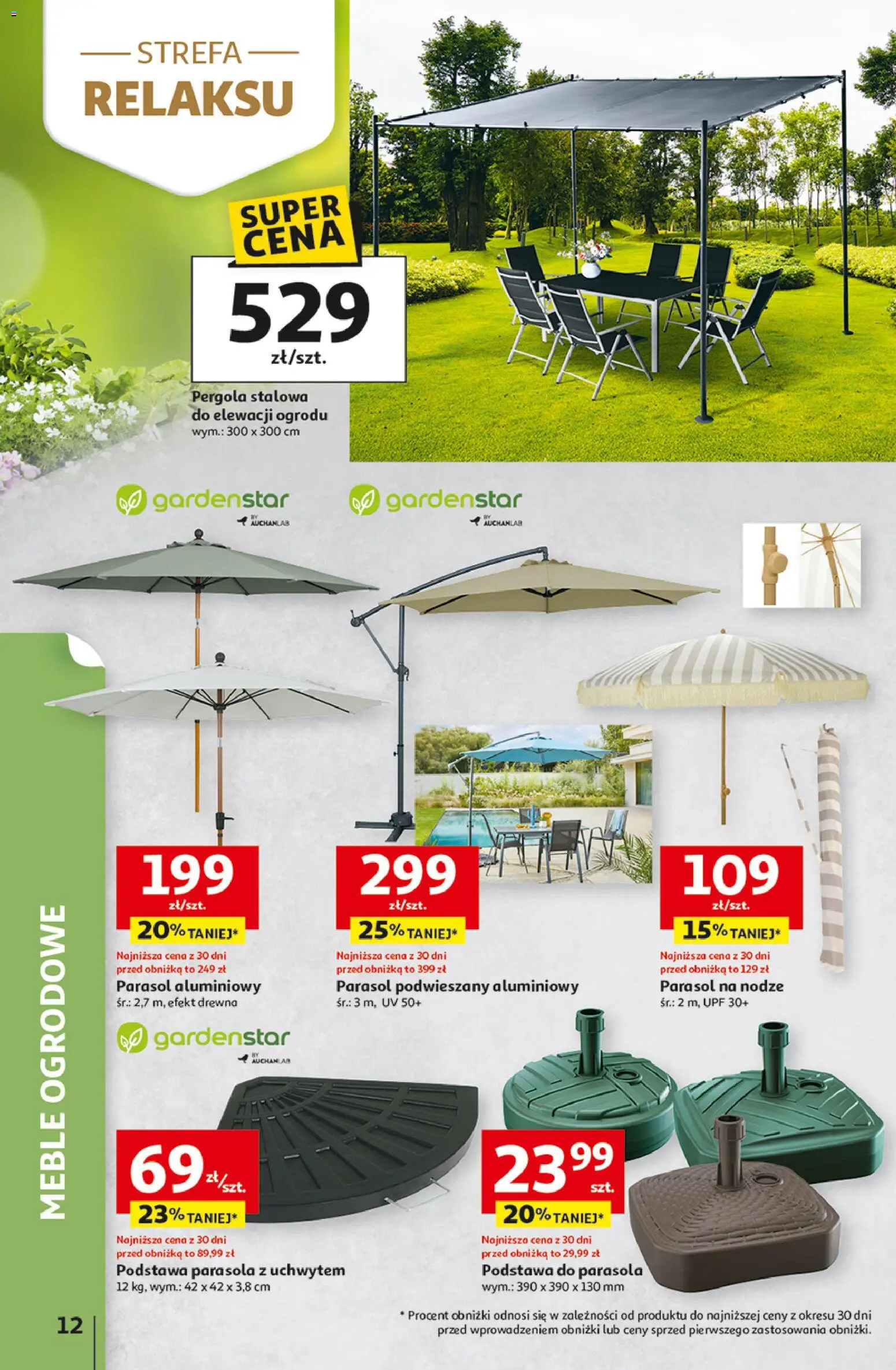 Auchan gazetka - 30 Lat Hipermarket od 29.04.2026 | Strona: 12 | Produkty: Parasol, Meble ogrodowe
