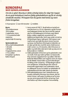 Forhåndsvisning av KOKOSPΑΙ MED SJOKOLADEKREM, Oppskrift for kokospai med sjokoladekrem. gyldig fra 27.11.2025 | Side: 97 | Produkter: Visp, Sukker, Бітумний лист, Prosecco
