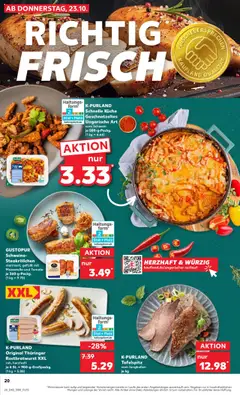 K-PURLAND Tafelspitz, vom Jungbullen je kg ab 23.10.2025 gültig | Seite: 20 | Produkte: Tafelspitz, Mozzarella, Küche