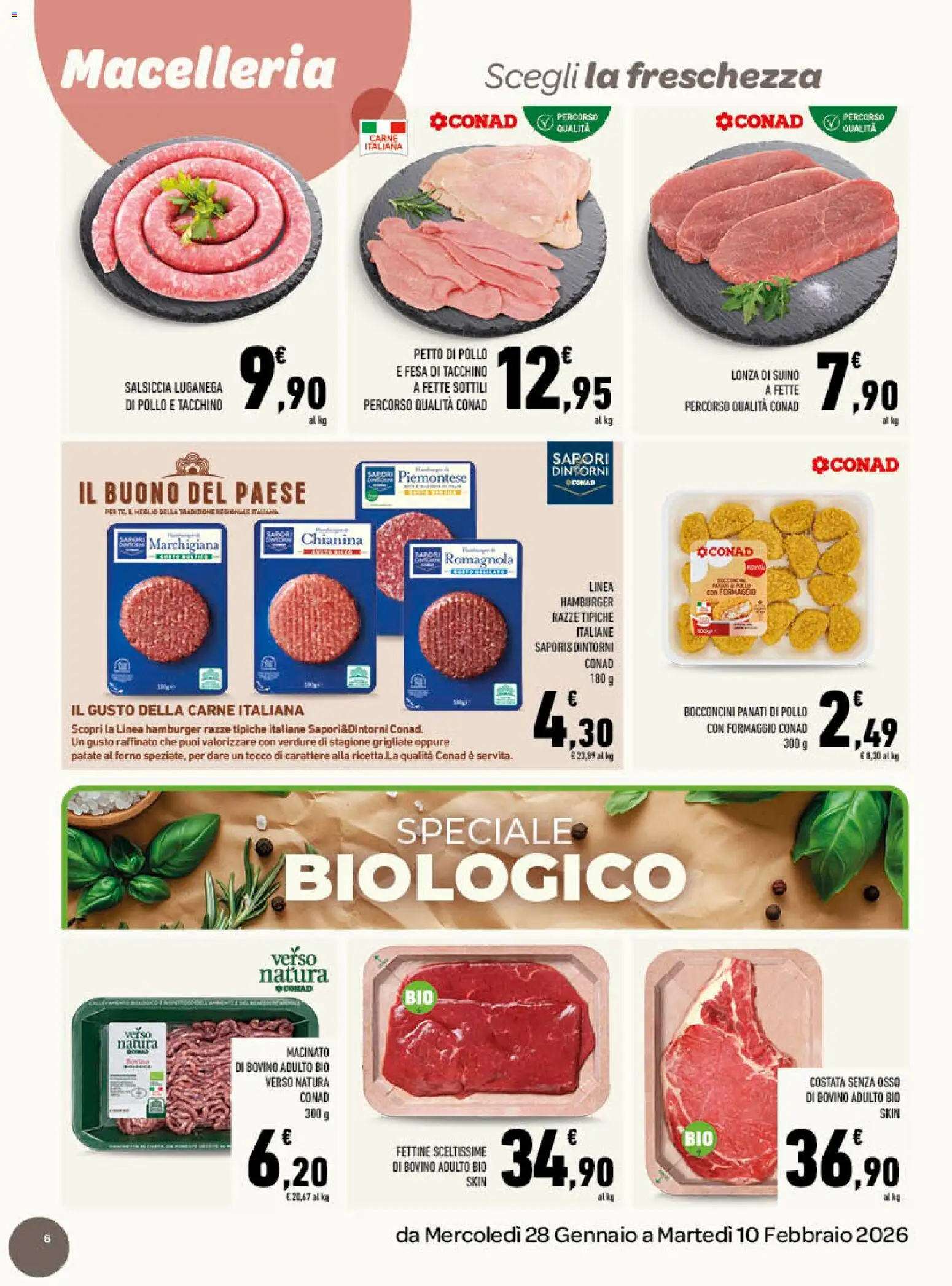 Volantino Conad del 28.01.2026 | Pagina: 6 | Prodotti: Pollo, Patate, Verdure, Salsiccia