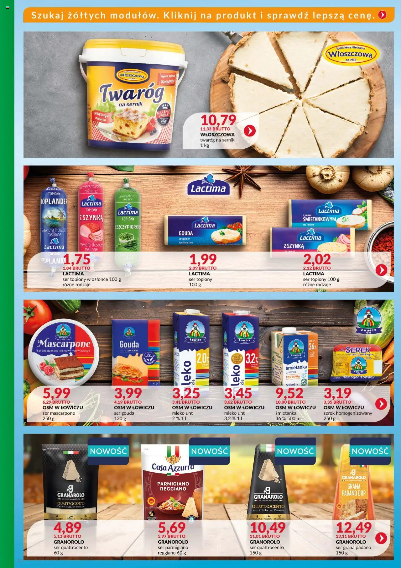 Eurocash Gazetka - Katalog Artykułów Spożywczych od 19.10.2025 | Strona: 13 | Produkty: Grana padano, Serek homogenizowany, Mascarpone, Mleko
