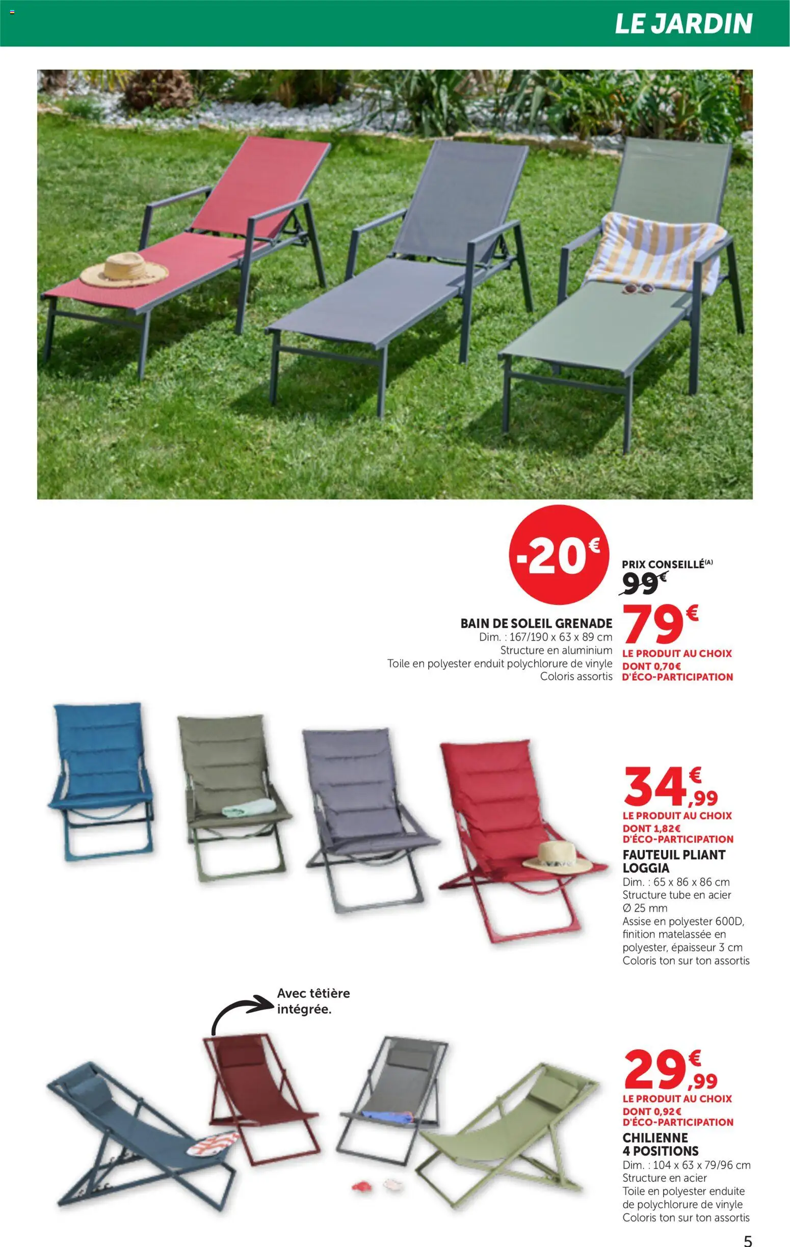 {H1} | Page: 5 | Produits: Bain de soleil, Fauteuil, Chilienne