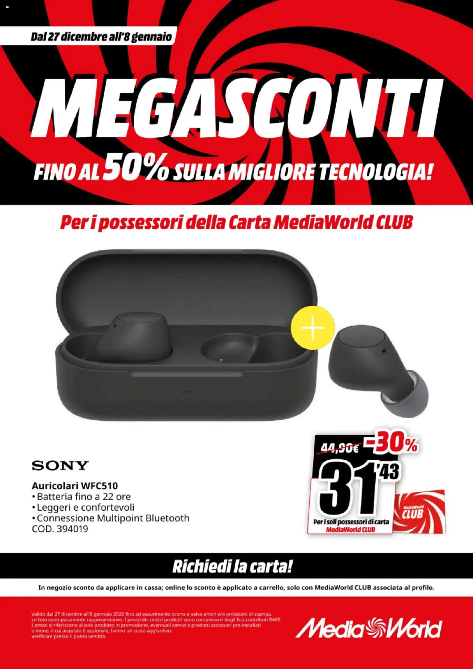 Volantino Media World del 27.12.2025 | Pagina: 10 | Prodotti: Auricolari, Batteria