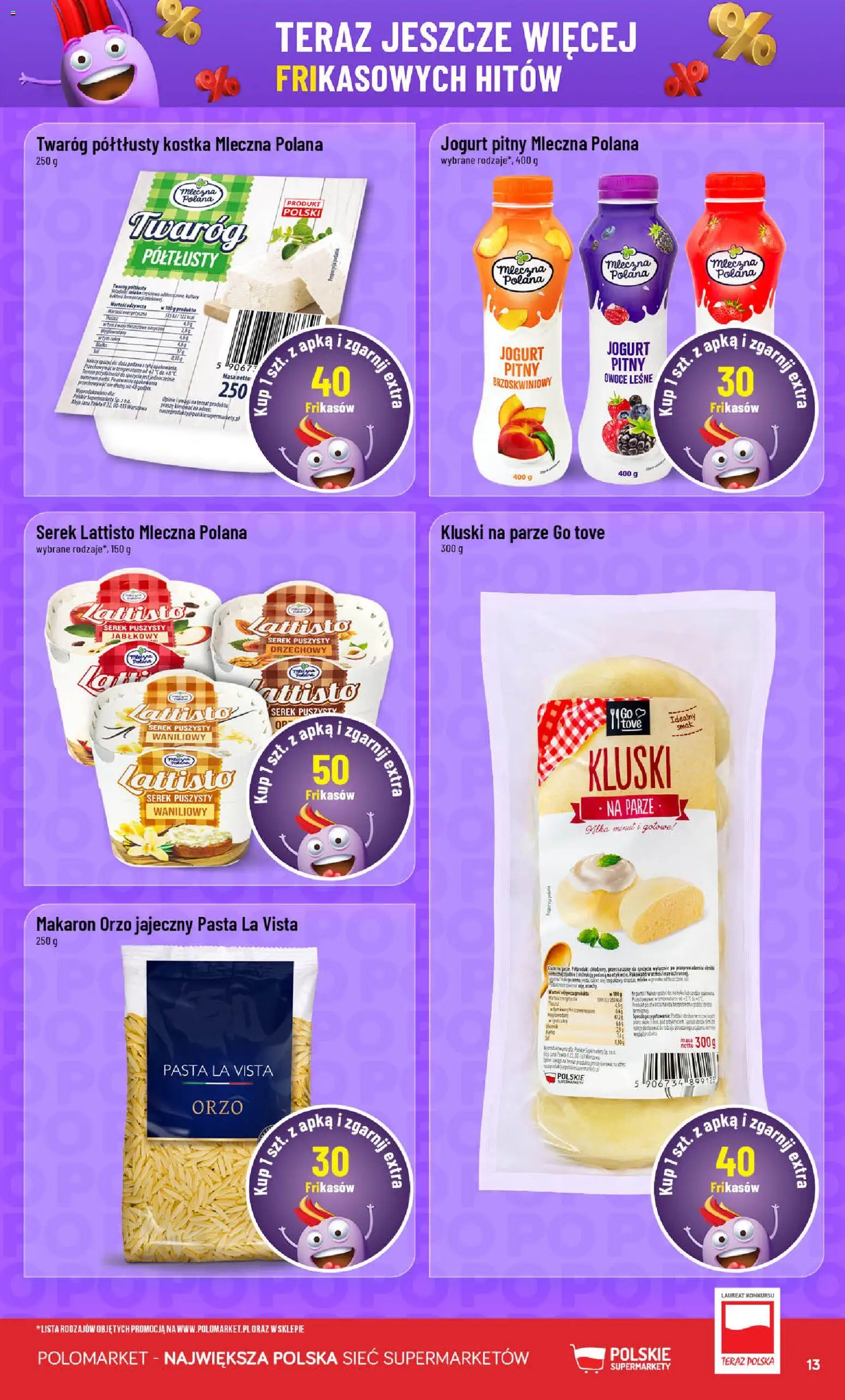 POLOmarket Gazetka - Frikasowe Hity od 04.02.2026 | Strona: 13 | Produkty: Makaron orzo, Spodnie, Serek, Owoce