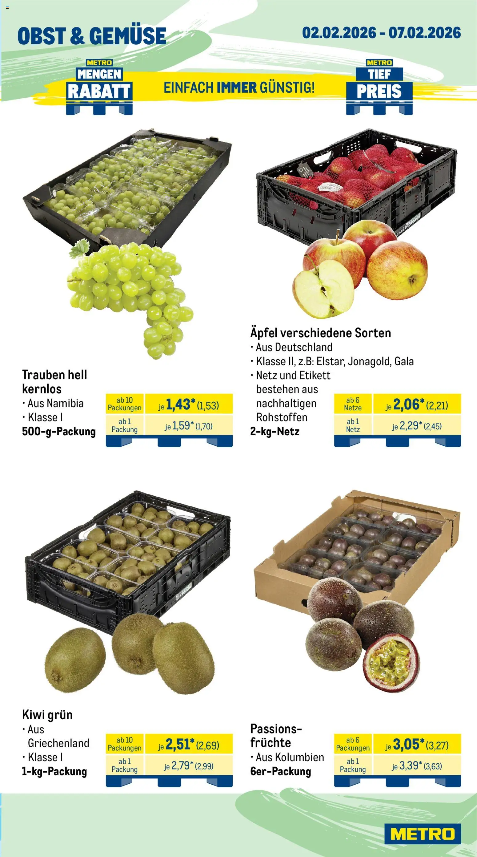 Metro Prospekt 	 – gültig ab 02.02.2026 | Seite: 7 | Produkte: Trauben, Äpfel, Gemüse, Obst