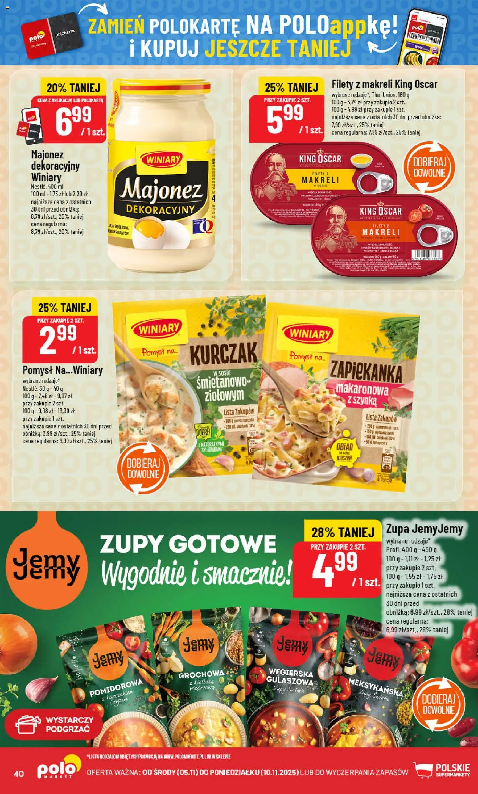 POLOmarket Gazetka od 05.11.2025 | Strona: 40 | Produkty: Kiełbasa, Kurczak, Majonez, Jaja