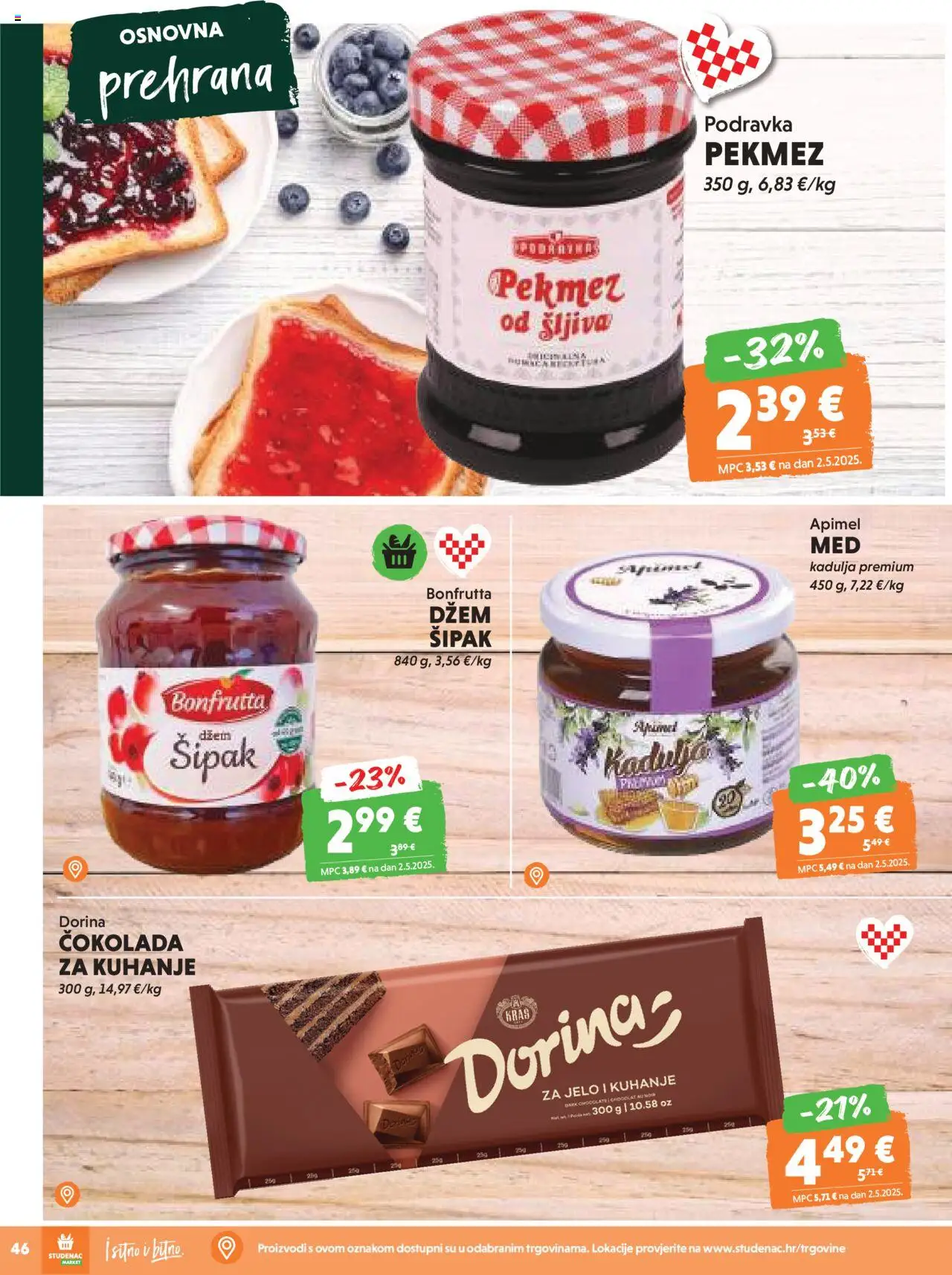Studenac katalog | vrijedi od 27.08.2025 | Stranica: 46 | Proizvodi: Pekmez, Čokolada, Podravka, Šljiva