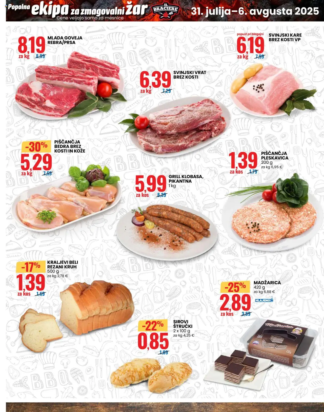 Eurospin katalog │ velja od 31.07.2025 | Stran: 3 | Izdelki: Zar, Piščančja bedra, Kos, Grill