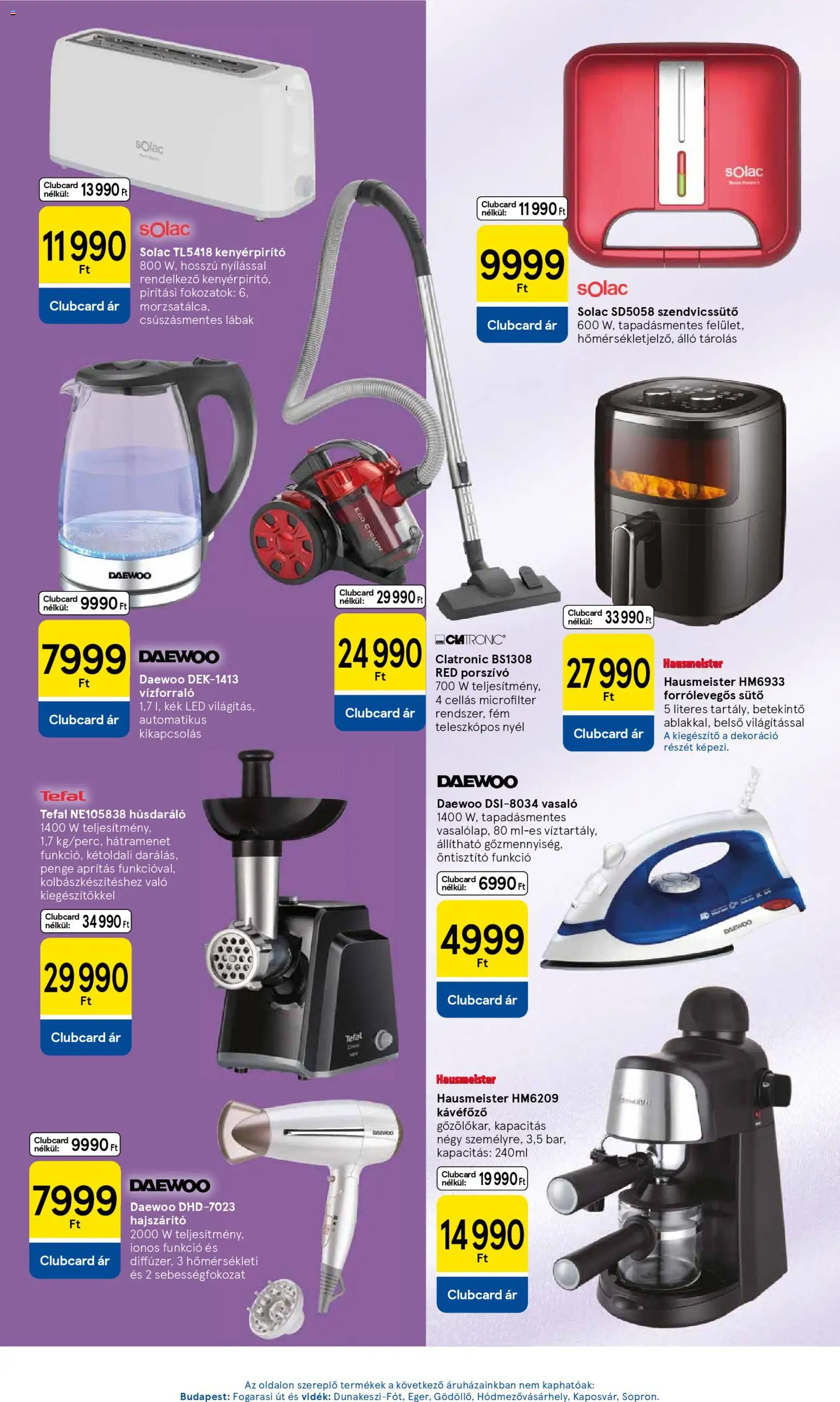 Tesco akciós ujság - amely érvényes a következő dátumtól: 15.01.2026 | Oldal: 29 | Termékek: Húsdaráló, Hajszárító, Kenyérpirító, Dekoráció