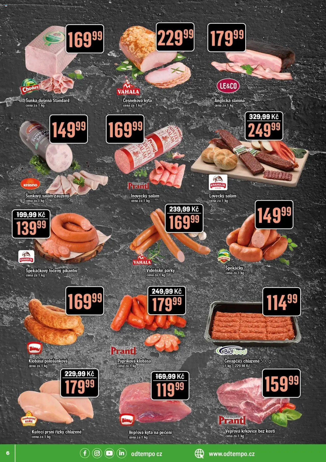 Tempo leták od 13.08.2025 | Strana: 1 | Produkty: Vídeňské párky, Párky, Špekáčky, Vepřová Kýta