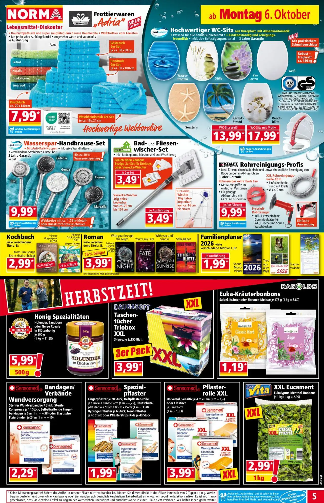 Norma Flugblatt gültig ab 06.10.2025 | Seite: 5 | Produkte: Wasser, Waschbecken, Bad, Dusche