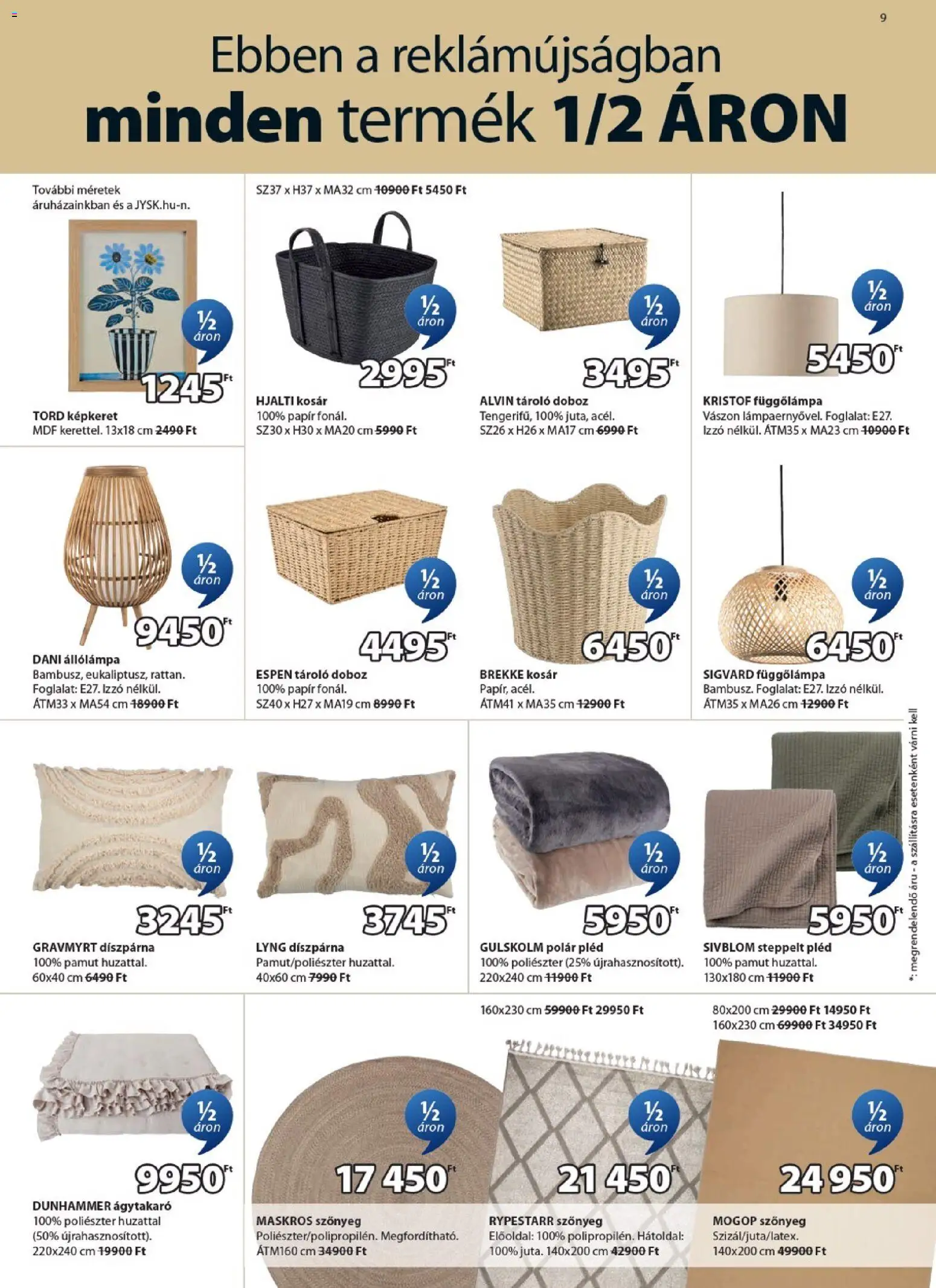 JYSK akciós ujság - amely érvényes a következő dátumtól: 25.02.2026 | Oldal: 9 | Termékek: Izzó, Szőnyeg, Pléd, Ágytakaró