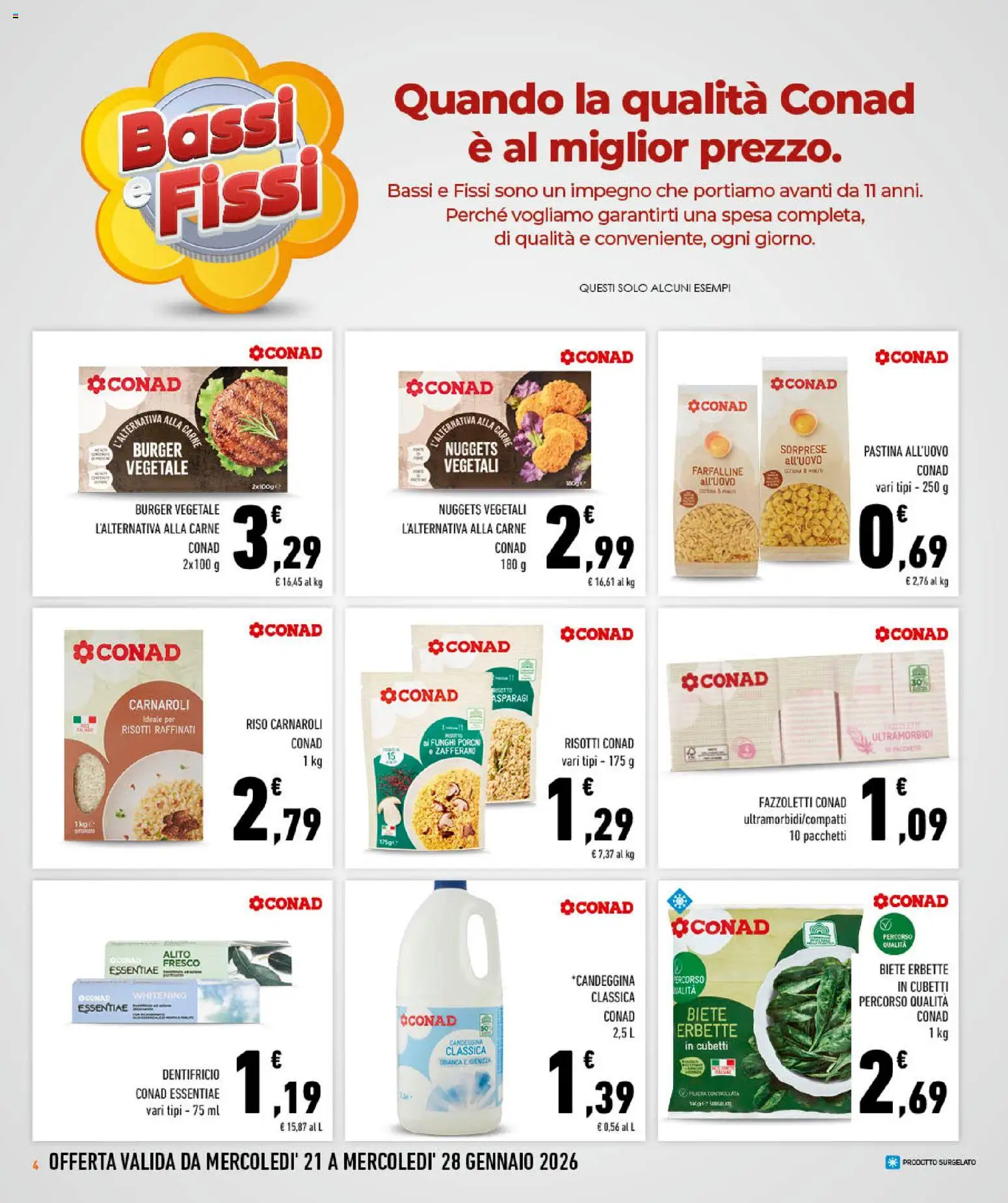 Volantino Conad del 21.01.2026 | Pagina: 4 | Prodotti: Dentifricio, Riso, Pasta, Funghi