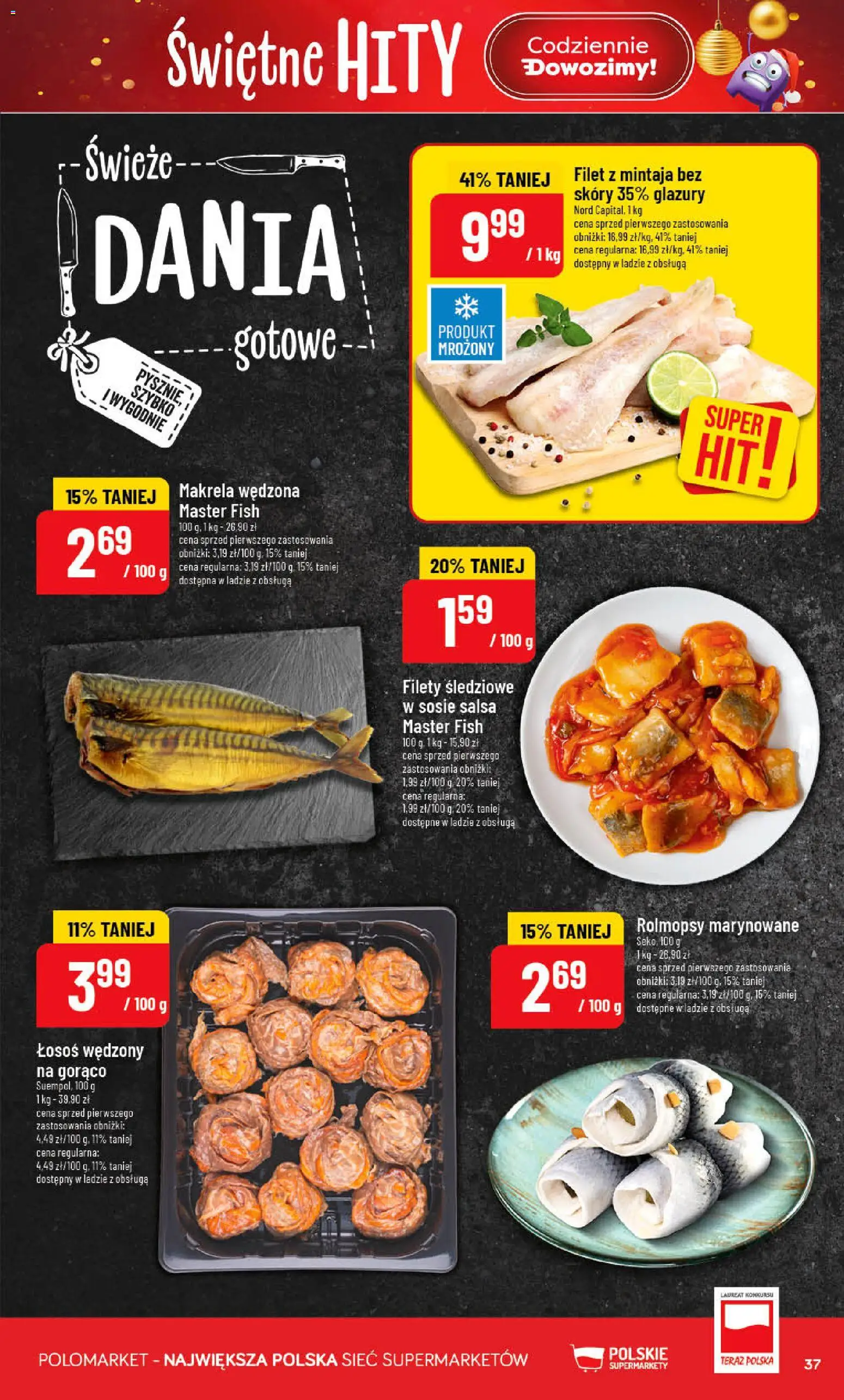 POLOmarket Gazetka od 12.11.2025 | Strona: 37 | Produkty: Łosoś wędzony, Makrela wędzona, Makrela, Łosoś wędzony na gorąco