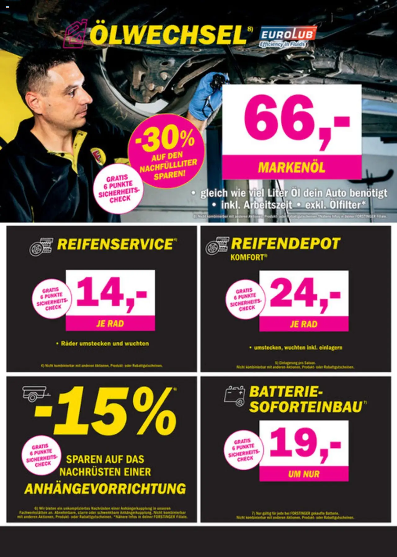 Forstinger Flugblatt gültig ab 24.09.2025 | Seite: 4 | Produkte: Batterie, Öl