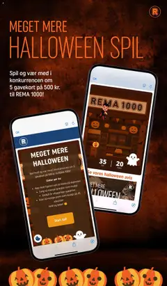 MEGET MERE HALLOWEEN SPIL, Spil og vær med i konkurrencen om 5 gavekort på 500 kr. til REMA 1000! gyldig fra 01.10.2025 | Side: 28 | Produkter: Græskar, Søm, Spil