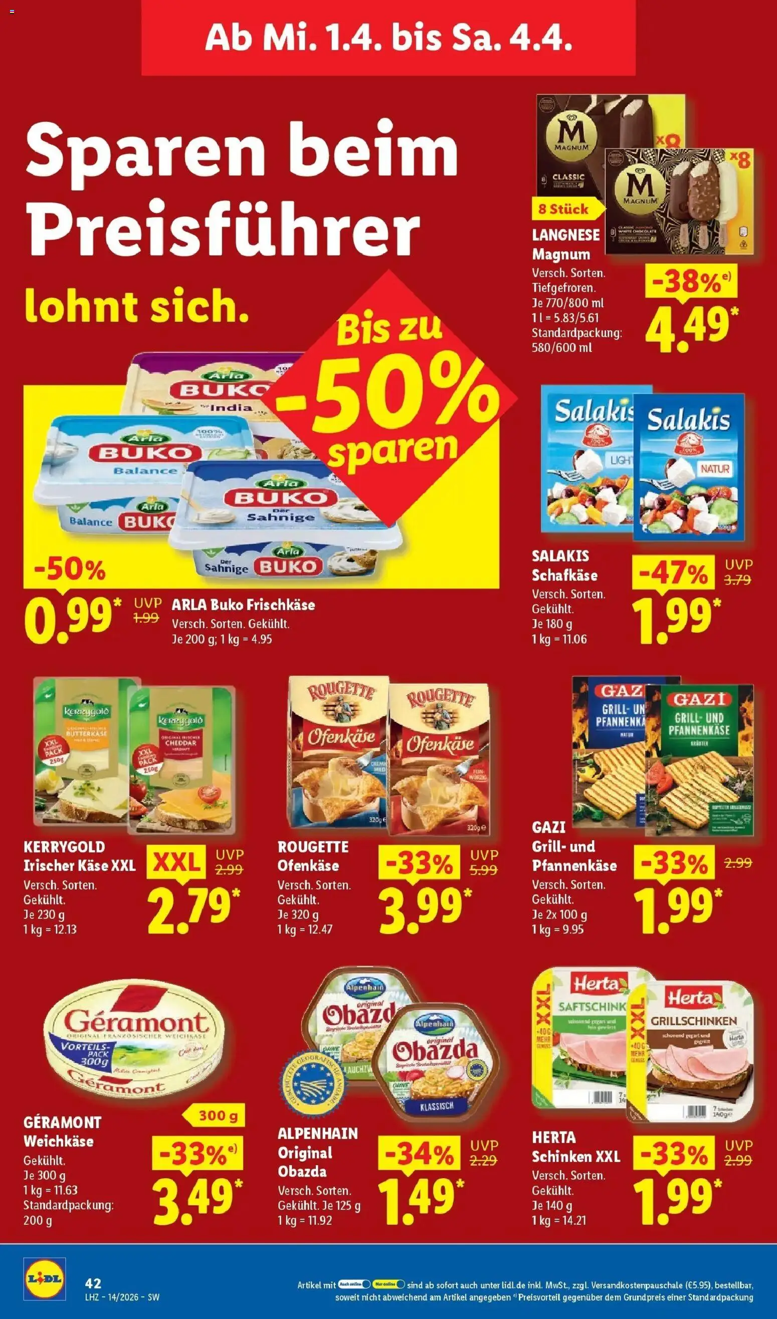 Lidl Prospekt Mühlacker – gültig ab 30.03.2026 | Seite: 66 | Produkte: Grill, Käse, Arla buko, Schinken