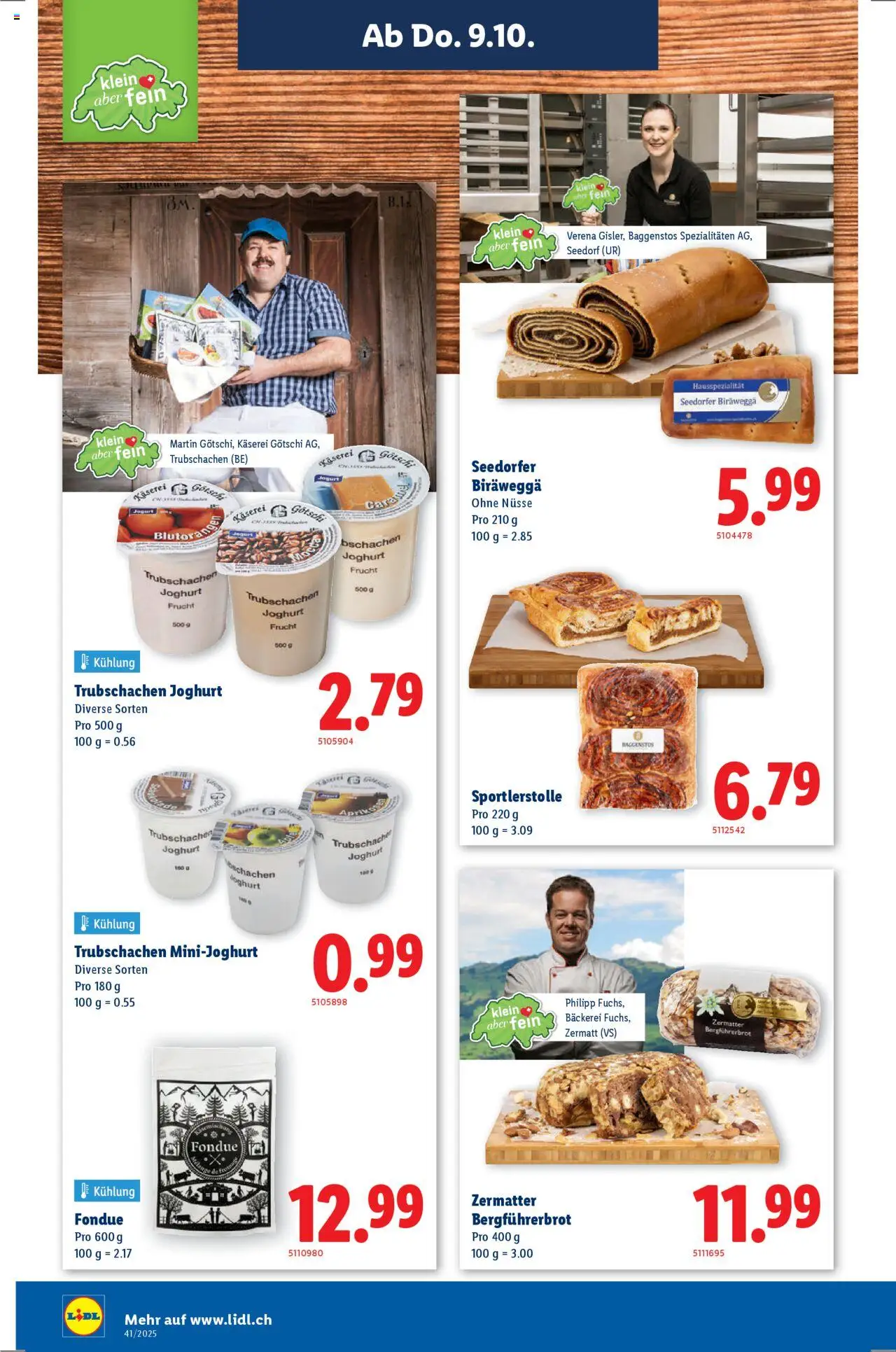 Lidl Aktionen Klein aber fein – gültig ab 09.10.2025 | Seite: 8 | Produkte: Bäckerei, Joghurt, Nüsse, Fondue