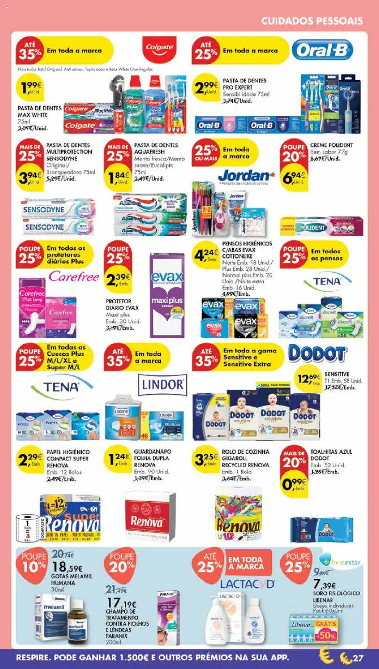 Pingo Doce Poupe Esta Semana Madeira │ válido de 07.10.2025 | Página: 27 | Produtos: Pensos higiénicos, Pasta de dentes, Creme, Cuecas