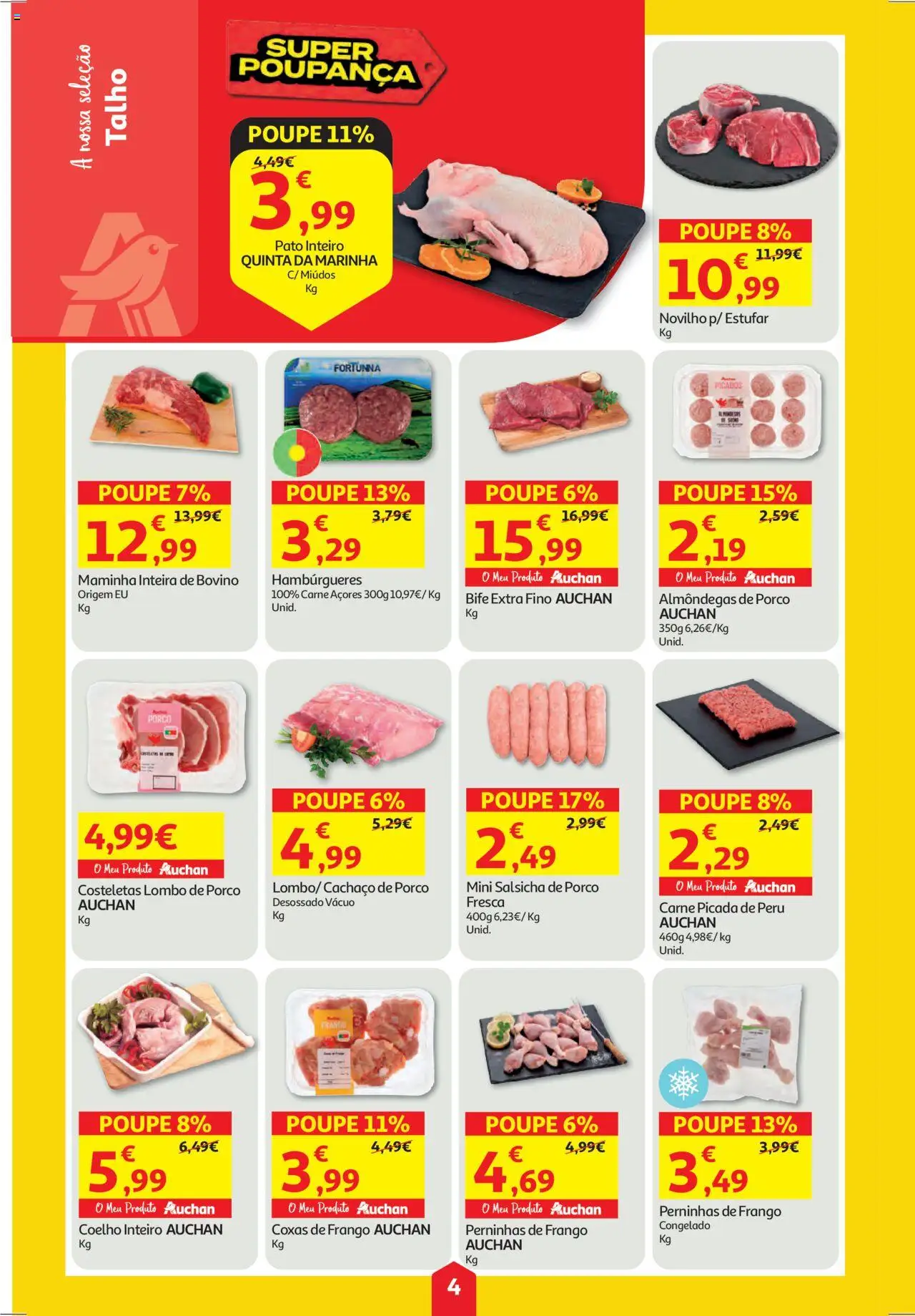Auchan folheto │ válido de 11.09.2025 | Página: 4 | Produtos: Frango, Carne picada, Carne, Coelho
