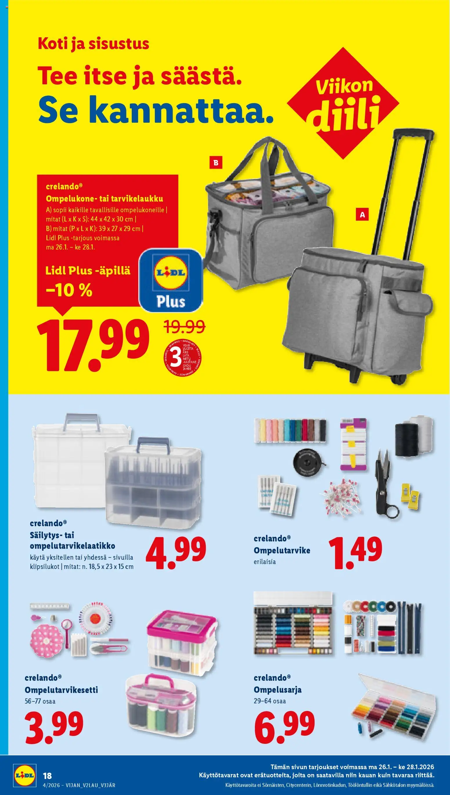 Lidl tarjoukset - Tampere – voimassa 22.01.2026 alkaen | Sivu: 24 | Tuotteet: Ompelukone, Tee