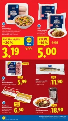 Lidl-mainoslehti voimassa 16.10.2025 alkaen | Sivu: 6 | Tuotteet: Kokonainen, Jauheliha, Makkara, Savulohi