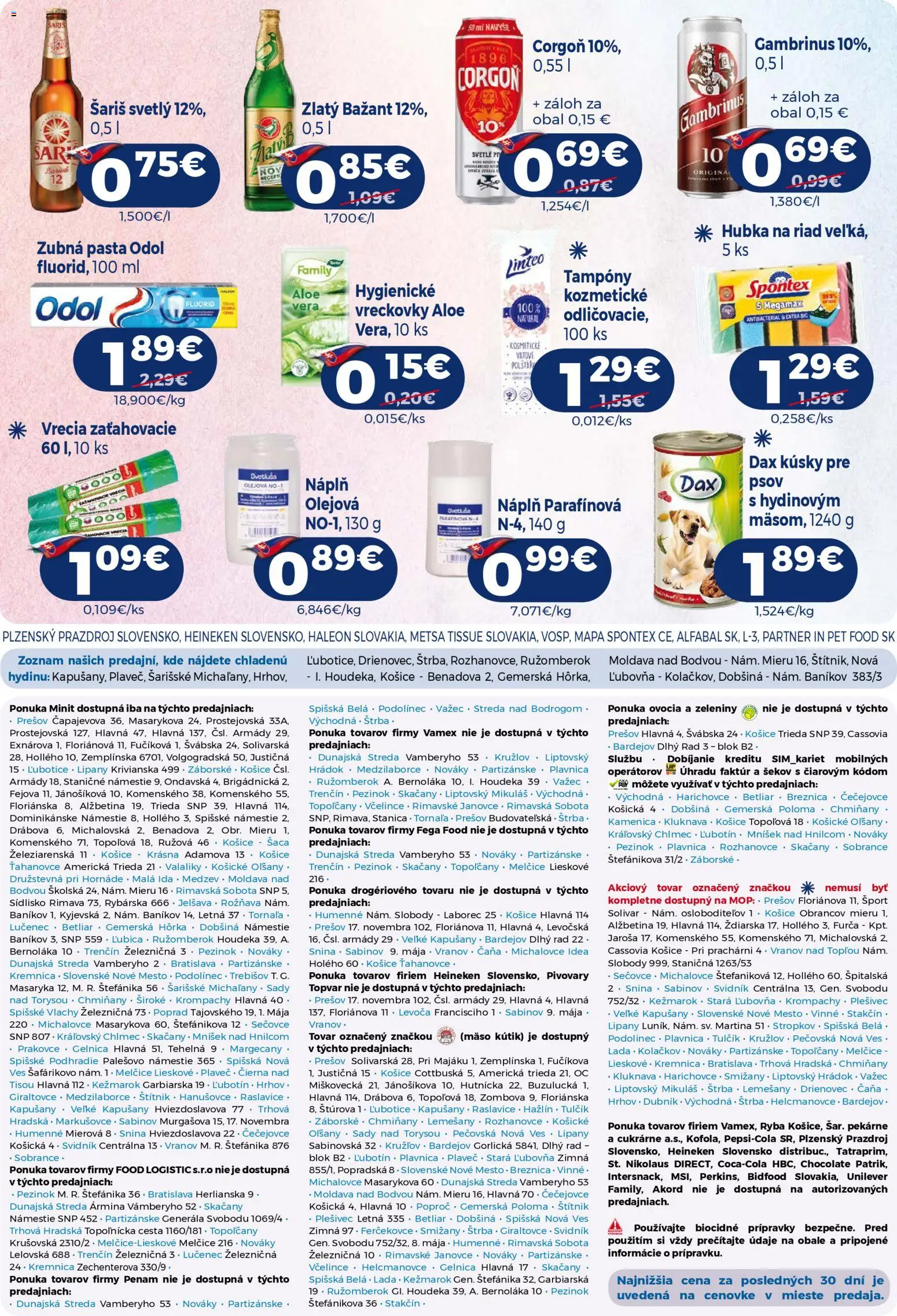 Nové Milk Agro akcie – leták je platný od 29.10.2025 | Strana: 11 | Produkty: Hubka, Zubná pasta, Ryba, Corgoň